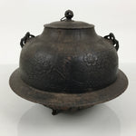 Antique Japanese Cast Iron Kettle Chagama Water Pot Tea Ceremony Floral C36-KT - Kettle-chidorivintage.com