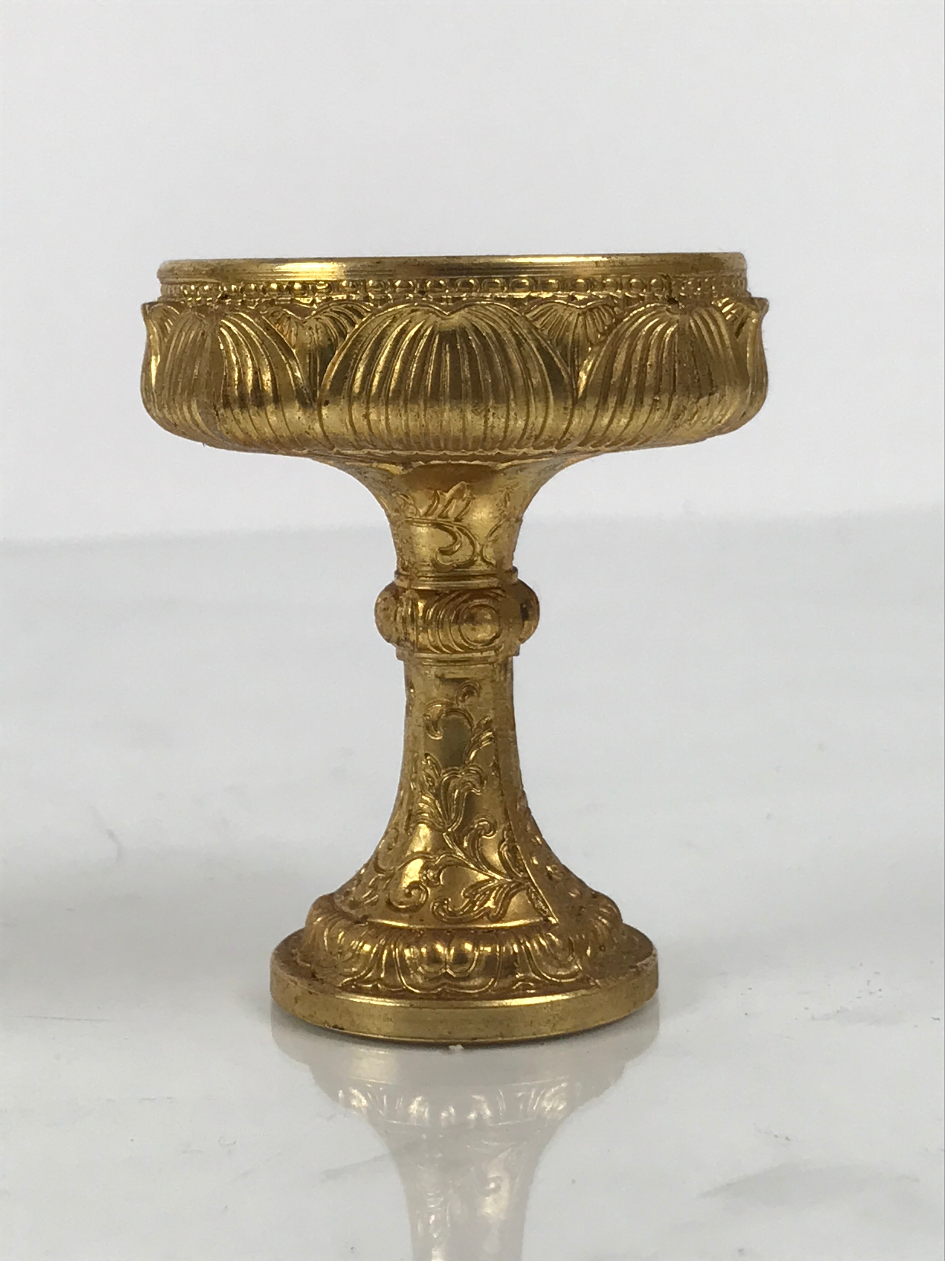 Japanese Buddhist Altar Fitting 24KGP Rice Offering Cup Vtg Butsugu Gold BA956-OT - Buddhist-chidorivintage.com