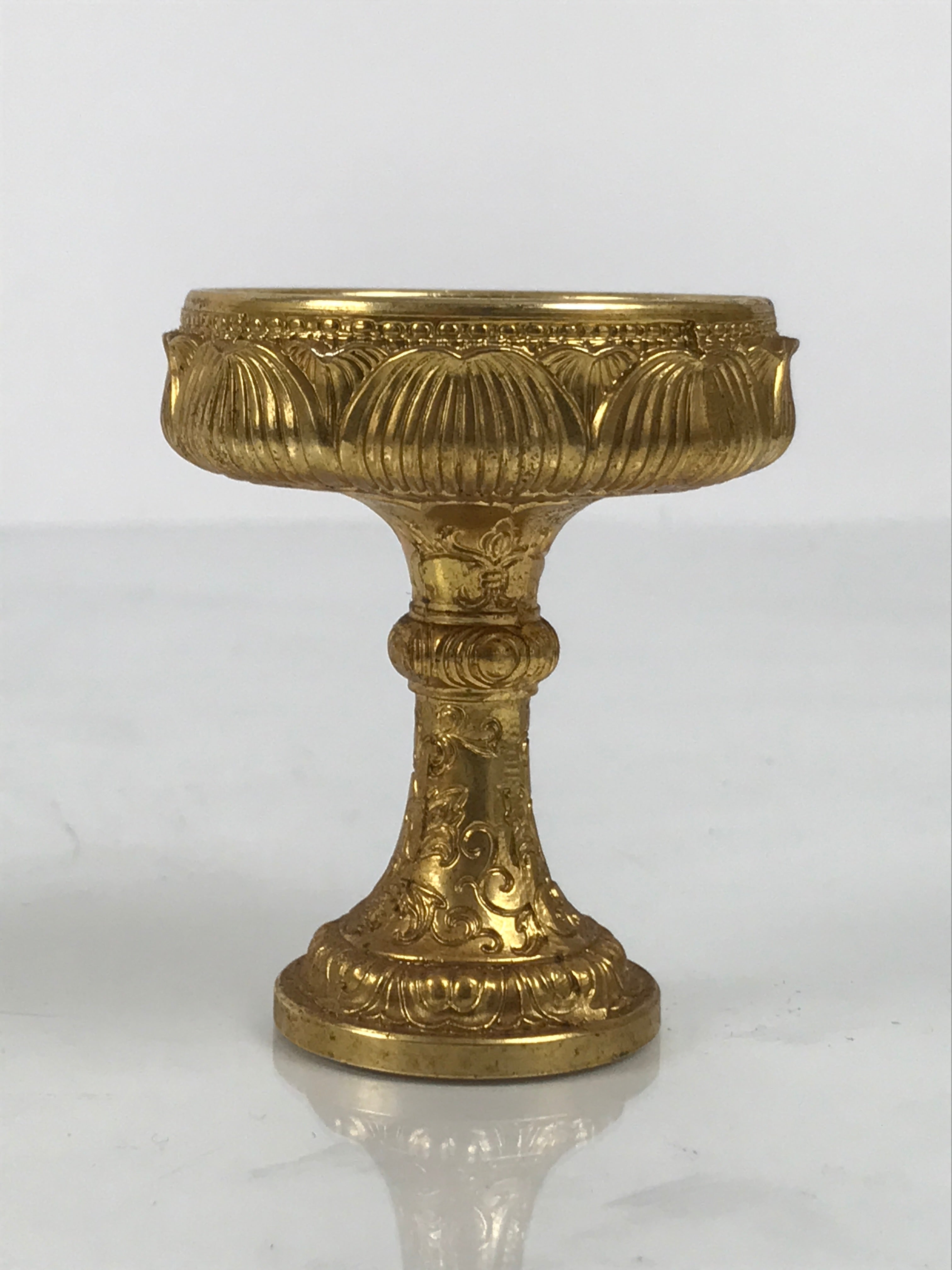 Japanese Buddhist Altar Fitting 24KGP Rice Offering Cup Vtg Butsugu Gold BA956-OT - Buddhist-chidorivintage.com
