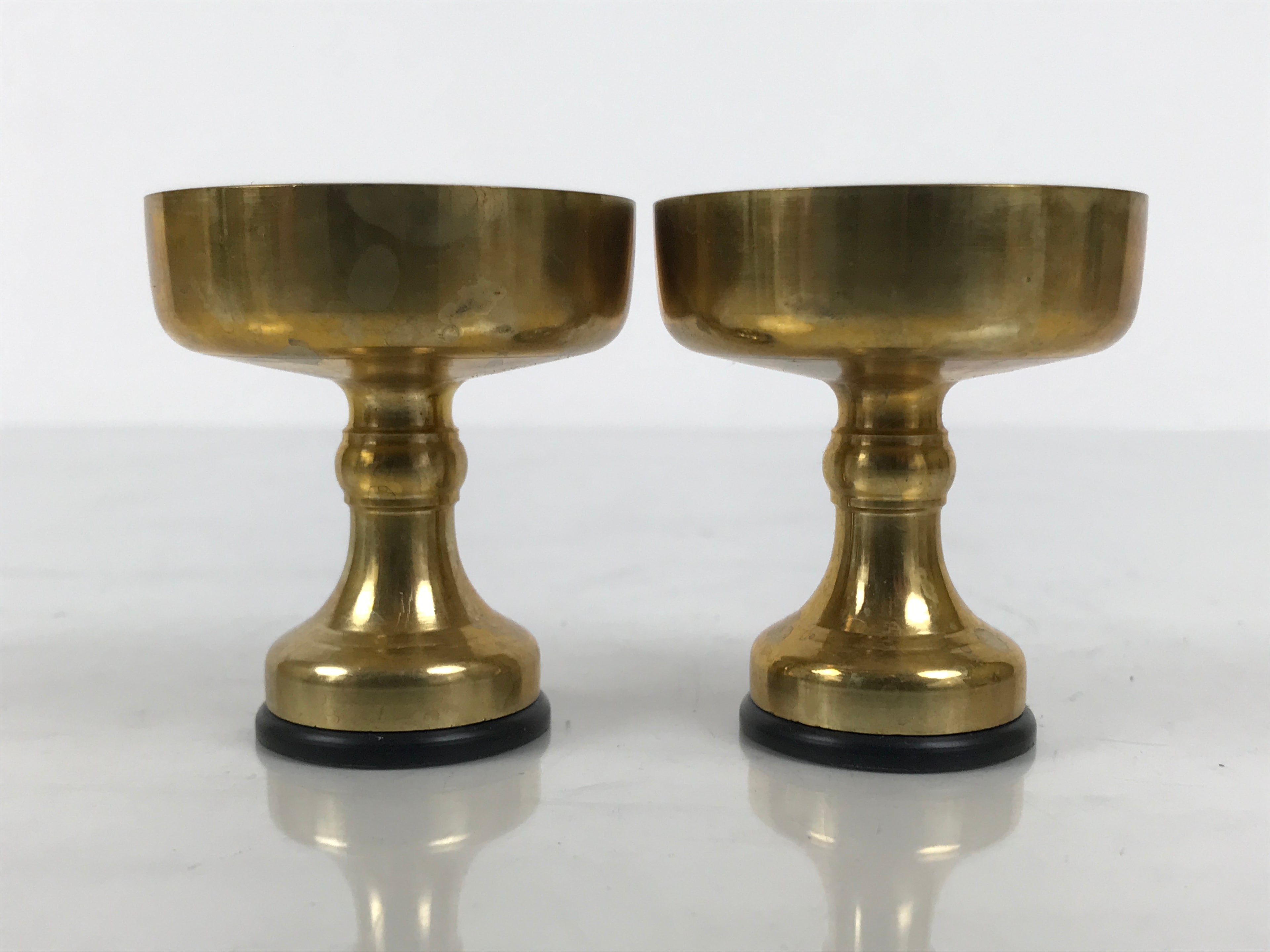 Japanese Buddhist Altar Fitting Brass Rice Offering Cups Butsugu 2pcs Gold BA969-OT - Buddhist-chidorivintage.com
