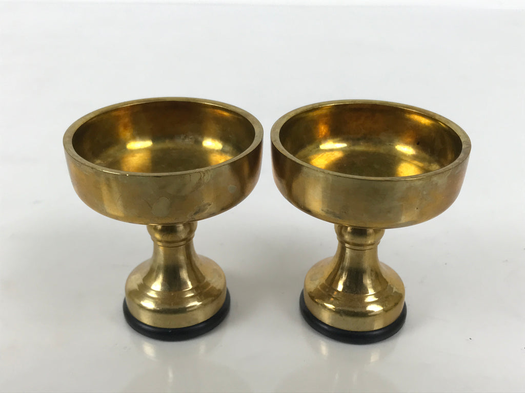 Japanese Buddhist Altar Fitting Brass Rice Offering Cups Butsugu 2pcs Gold BA969-OT - Buddhist-chidorivintage.com