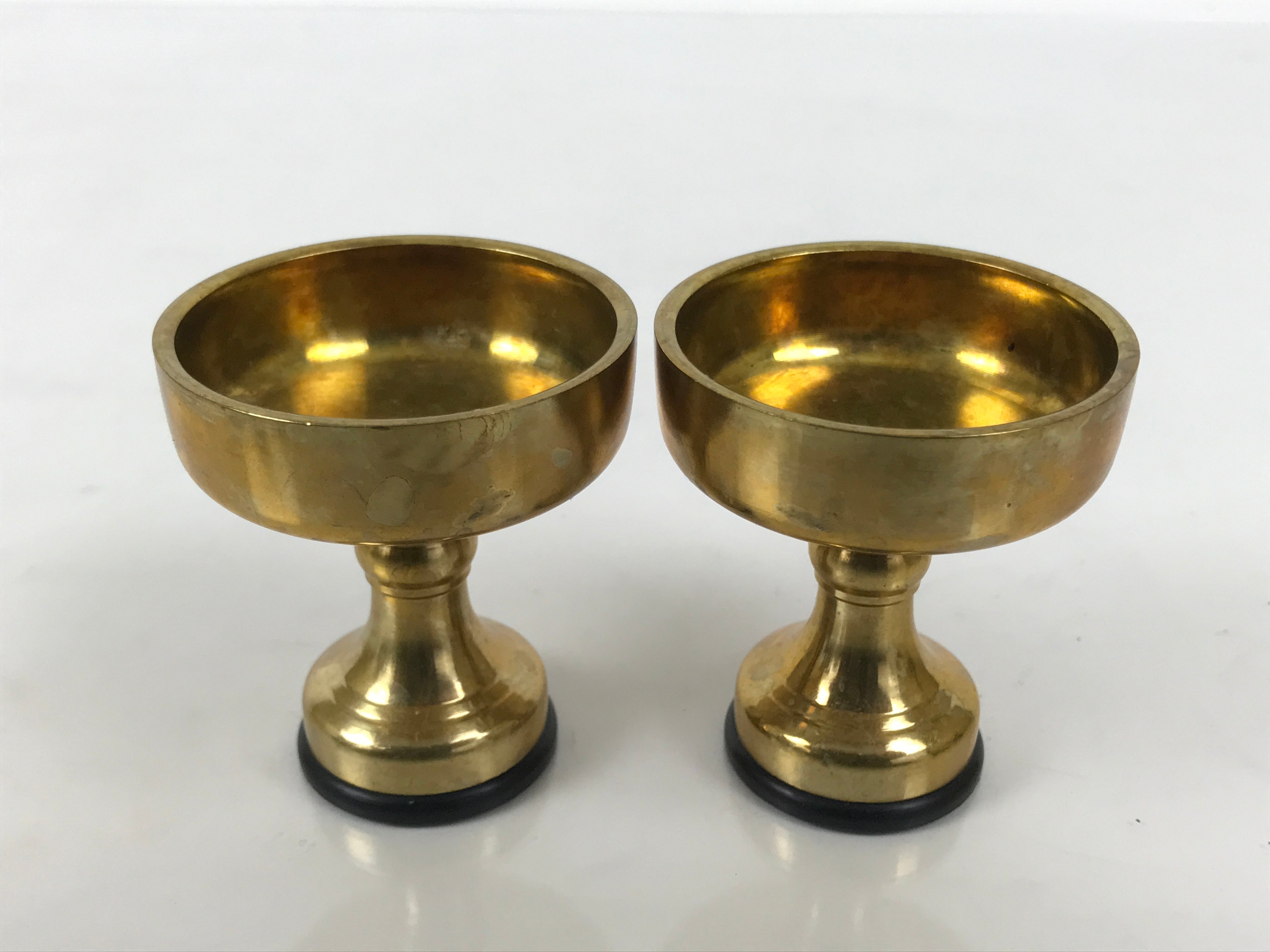 Japanese Buddhist Altar Fitting Brass Rice Offering Cups Butsugu 2pcs Gold BA969-OT - Buddhist-chidorivintage.com