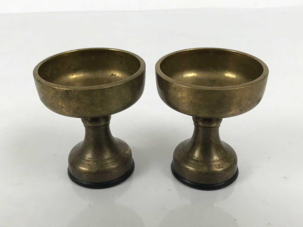Japanese Buddhist Altar Fitting Brass Rice Offering Cups Butsugu 2pcs Gold BA970-OT - Buddhist-chidorivintage.com