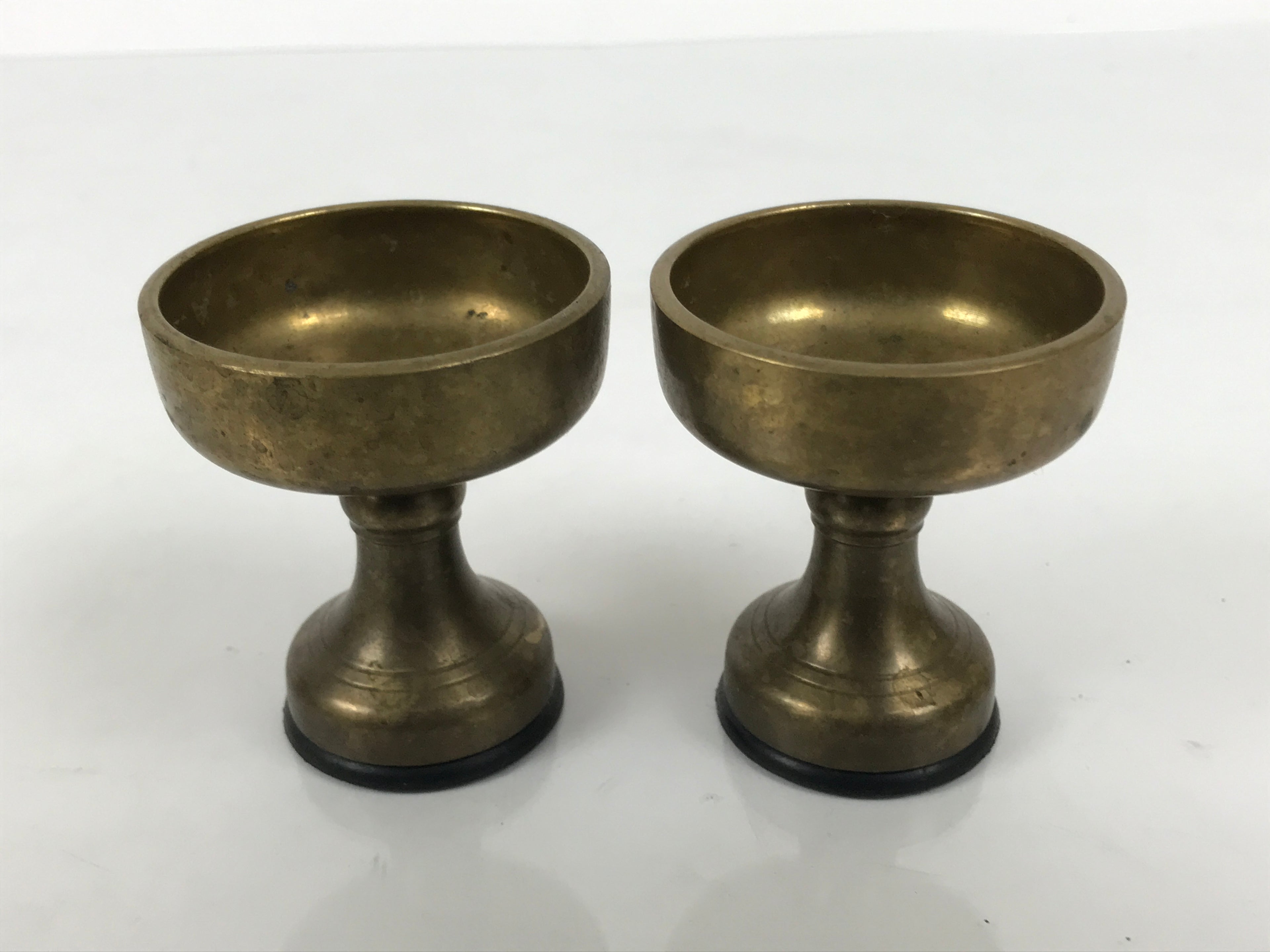 Japanese Buddhist Altar Fitting Brass Rice Offering Cups Butsugu 2pcs Gold BA970-OT - Buddhist-chidorivintage.com