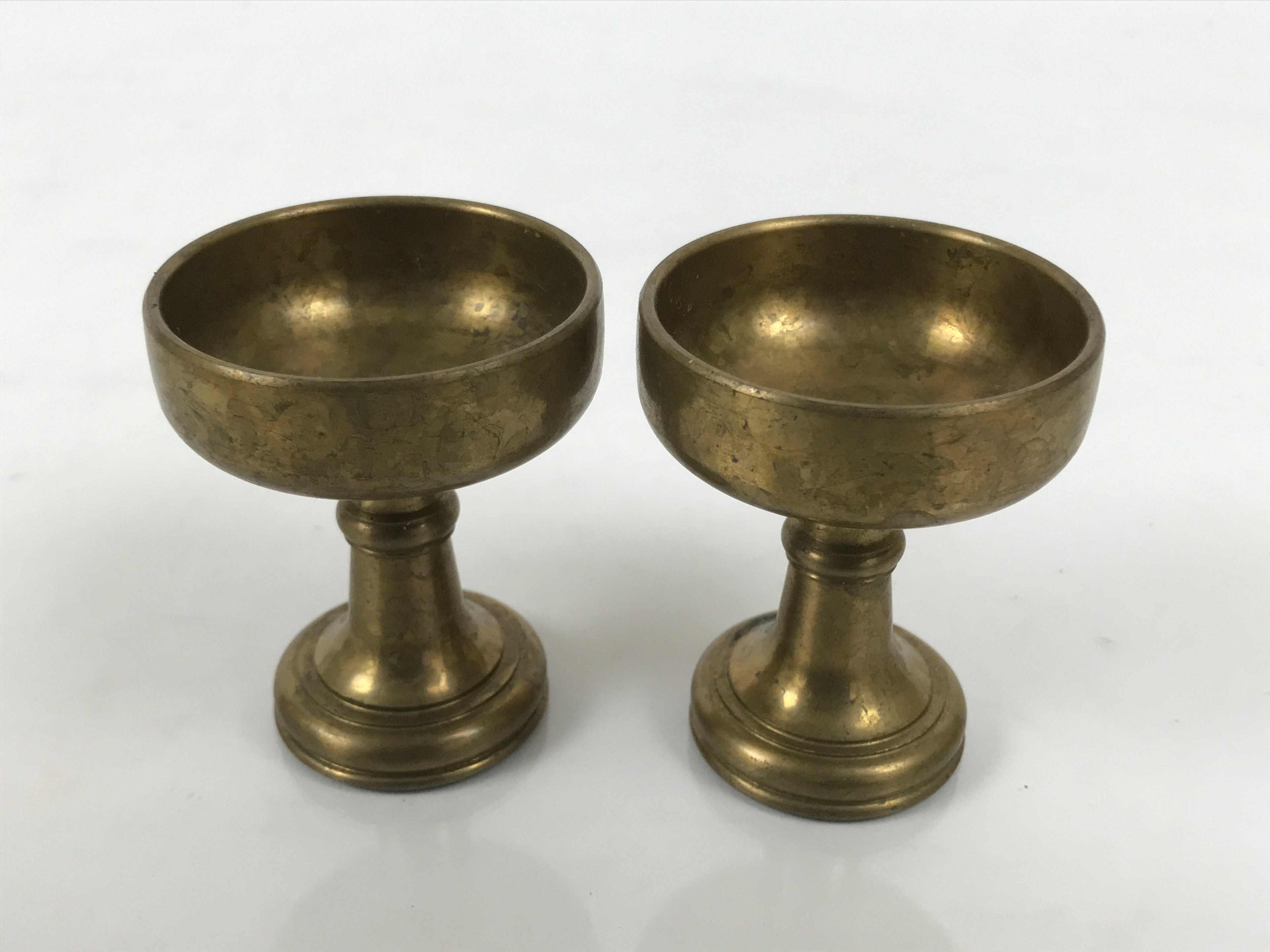 Japanese Buddhist Altar Fitting Brass Rice Offering Cups Butsugu 2pcs Gold BA971-OT - Buddhist-chidorivintage.com