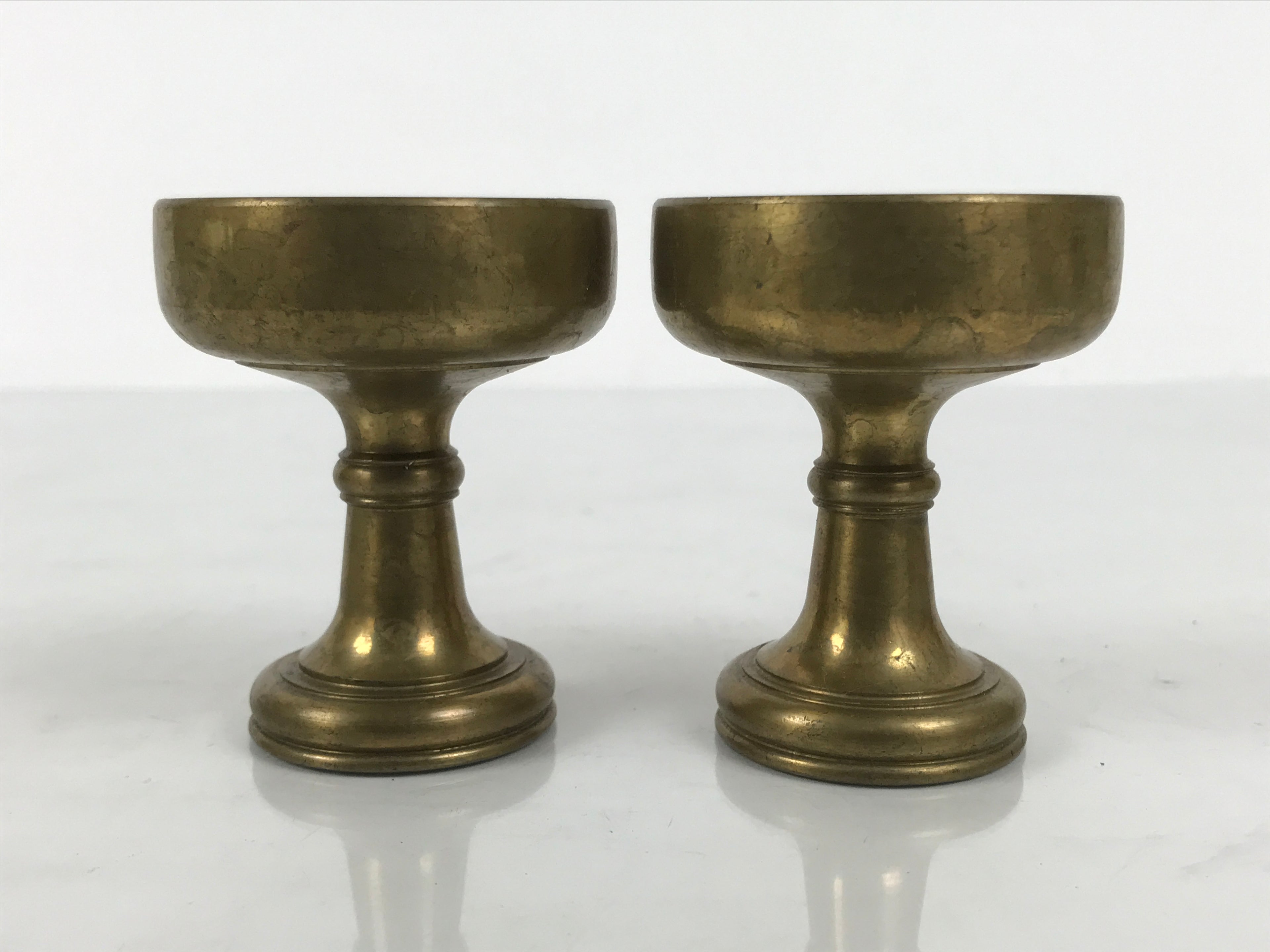 Japanese Buddhist Altar Fitting Brass Rice Offering Cups Butsugu 2pcs Gold BA971-OT - Buddhist-chidorivintage.com