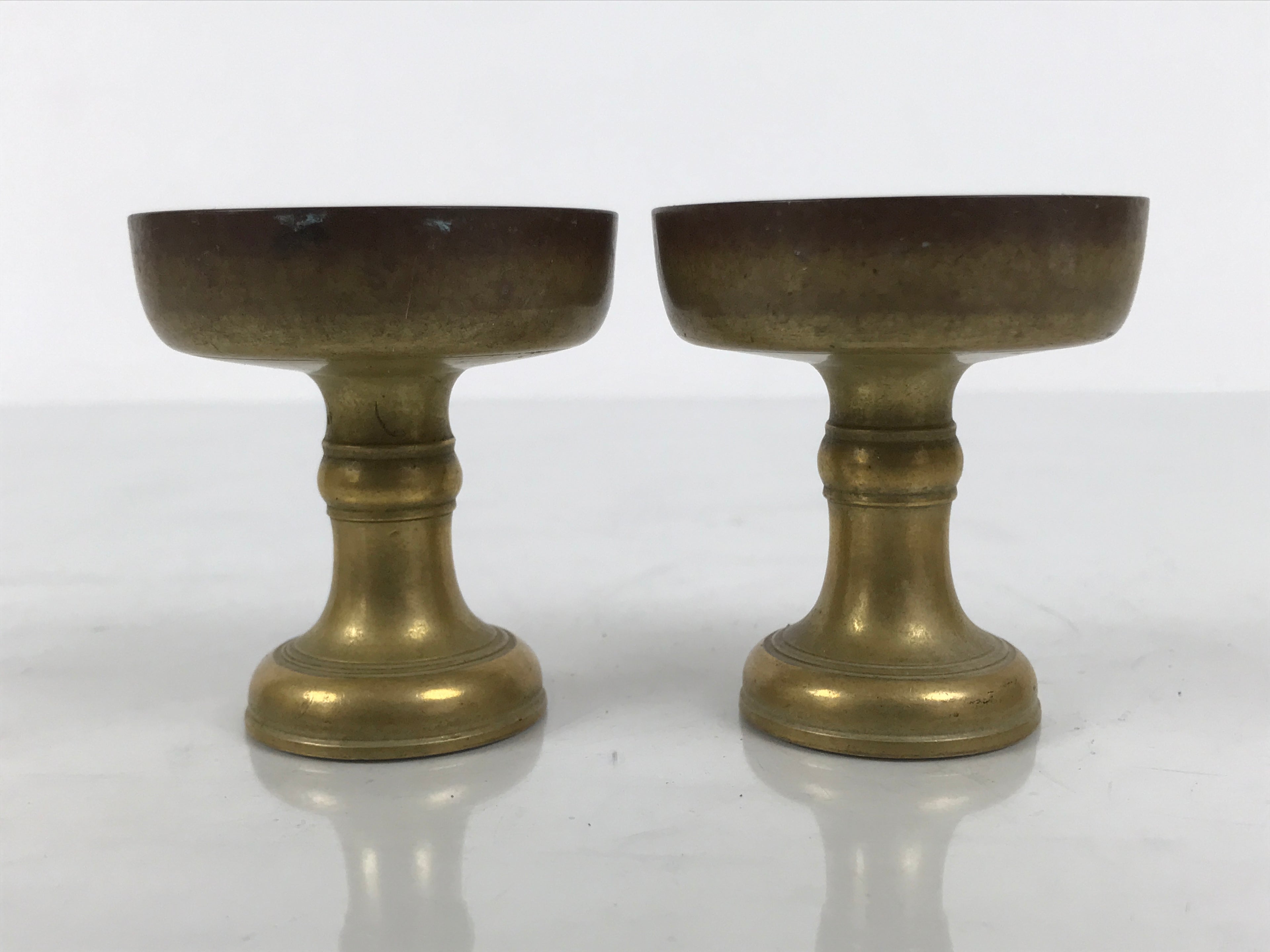 Japanese Buddhist Altar Fitting Brass Rice Offering Cups Butsugu 2pcs Gold BA972-OT - Buddhist-chidorivintage.com