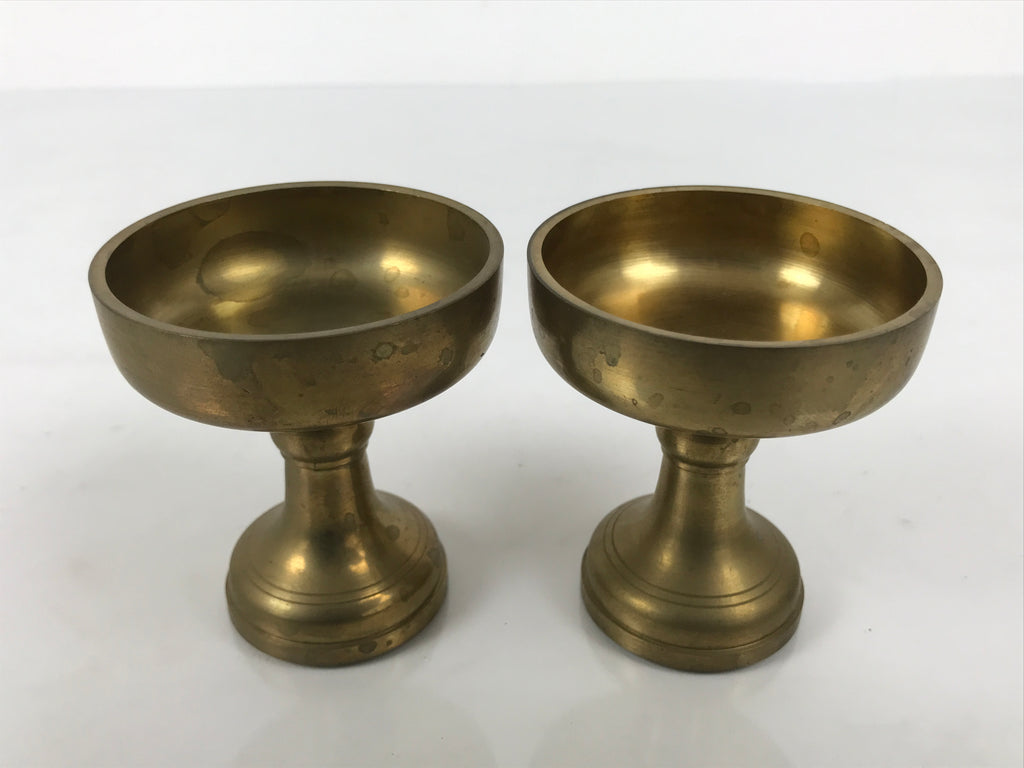 Japanese Buddhist Altar Fitting Brass Rice Offering Cups Butsugu 2pcs Gold BA974-OT - Buddhist-chidorivintage.com