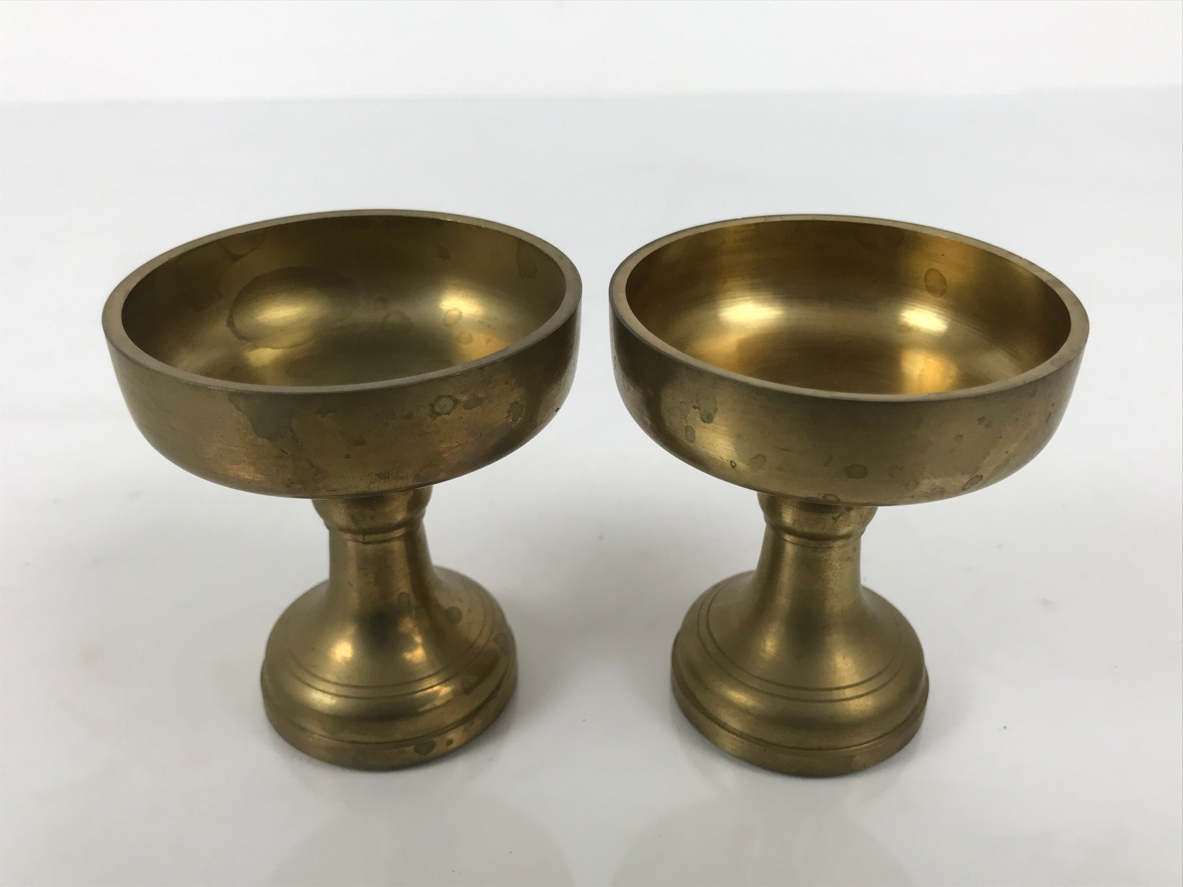 Japanese Buddhist Altar Fitting Brass Rice Offering Cups Butsugu 2pcs Gold BA974-OT - Buddhist-chidorivintage.com