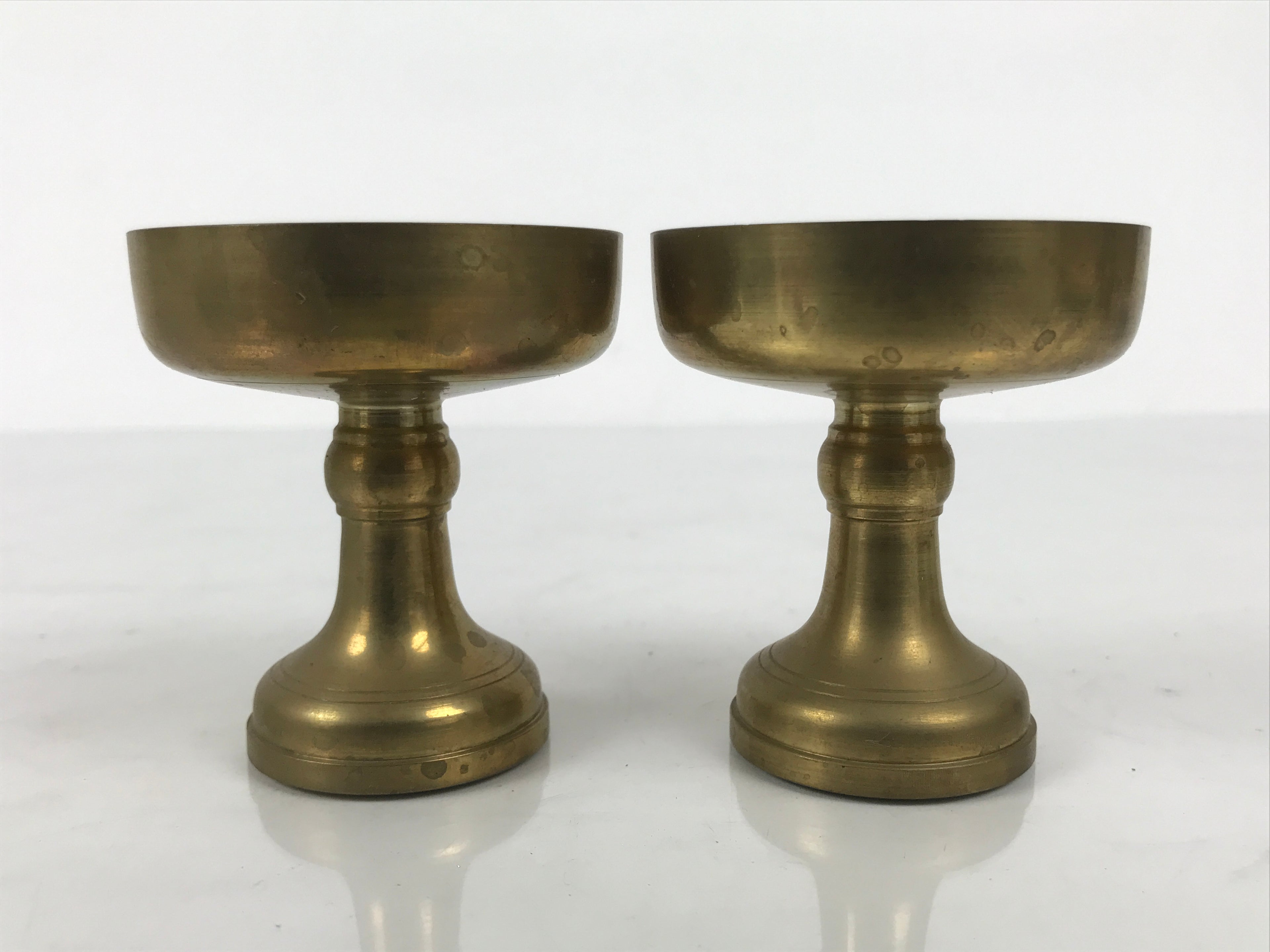 Japanese Buddhist Altar Fitting Brass Rice Offering Cups Butsugu 2pcs Gold BA974-OT - Buddhist-chidorivintage.com