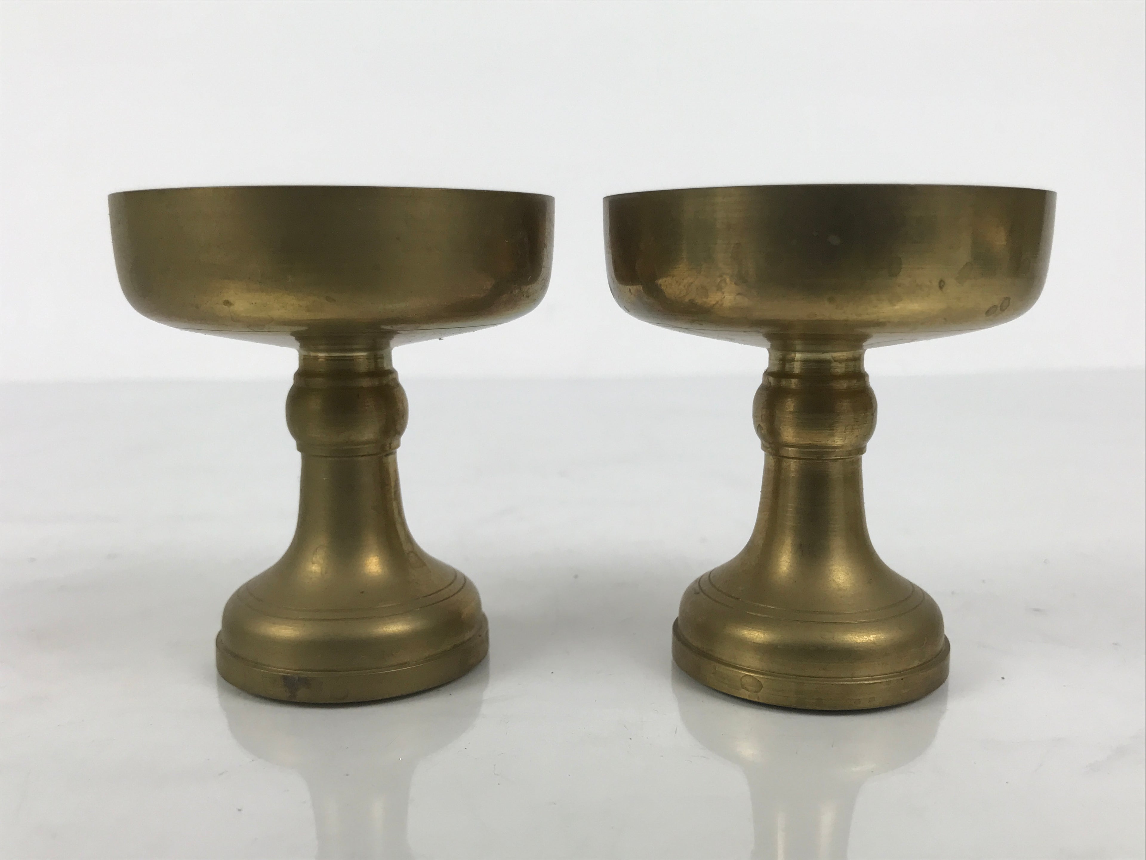 Japanese Buddhist Altar Fitting Brass Rice Offering Cups Butsugu 2pcs Gold BA974-OT - Buddhist-chidorivintage.com
