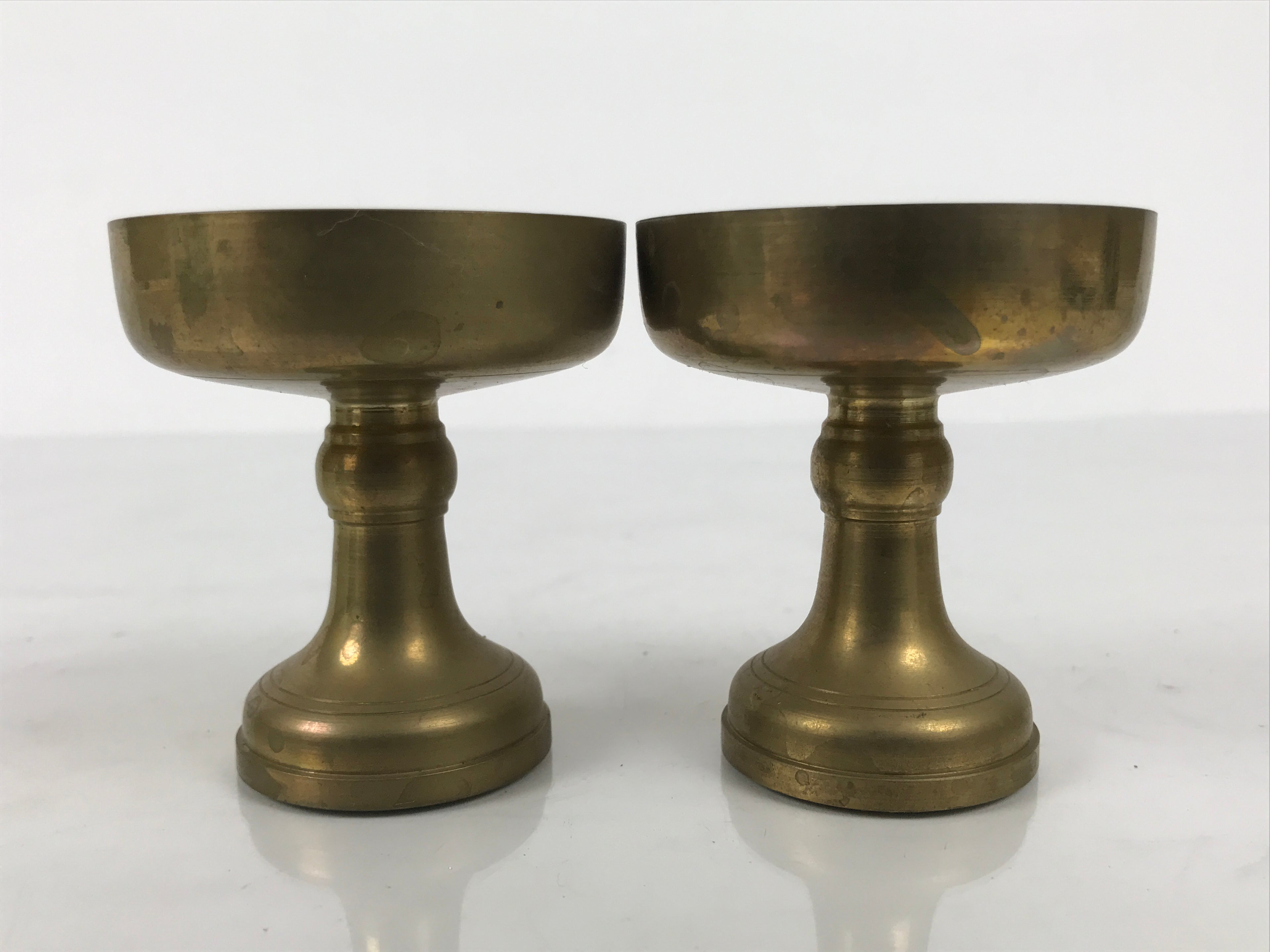 Japanese Buddhist Altar Fitting Brass Rice Offering Cups Butsugu 2pcs Gold BA974-OT - Buddhist-chidorivintage.com