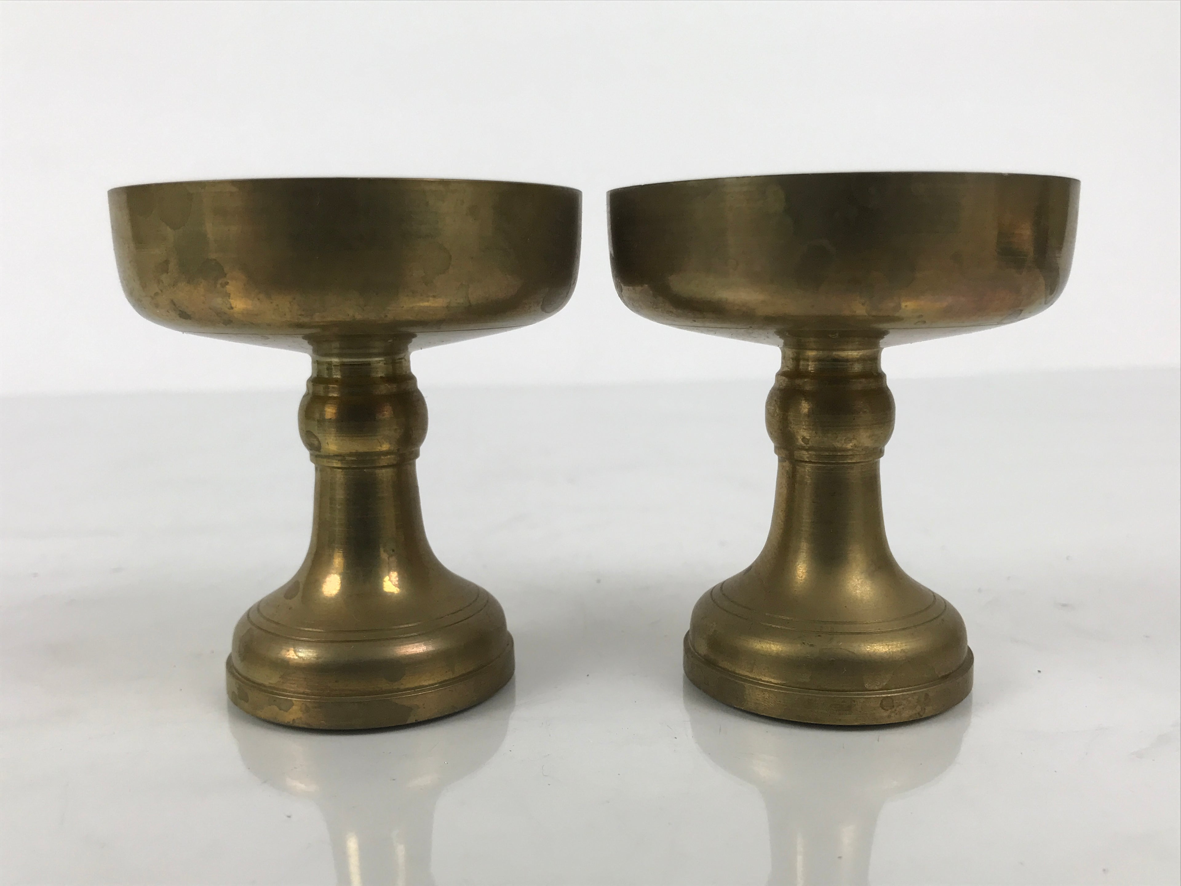 Japanese Buddhist Altar Fitting Brass Rice Offering Cups Butsugu 2pcs Gold BA974-OT - Buddhist-chidorivintage.com