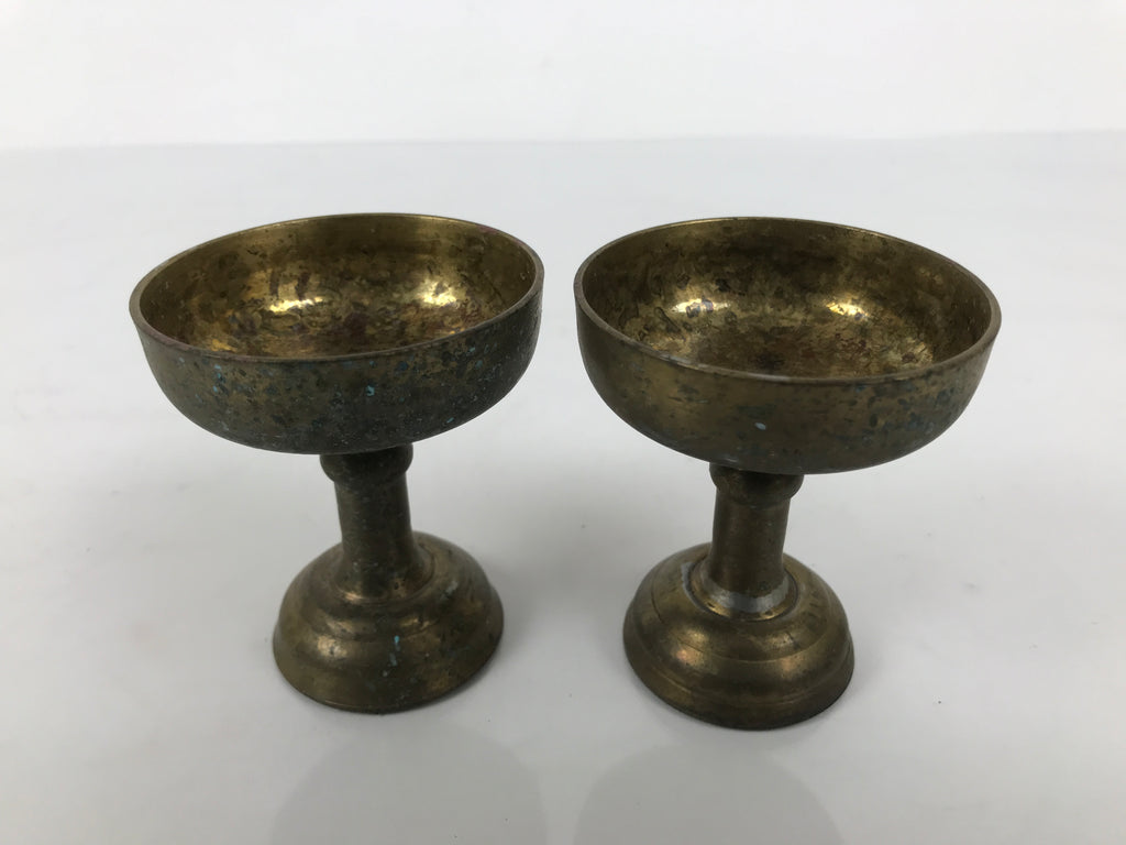 Japanese Buddhist Altar Fitting Brass Rice Offering Cups Butsugu 2pcs Gold BA975-OT - Buddhist-chidorivintage.com
