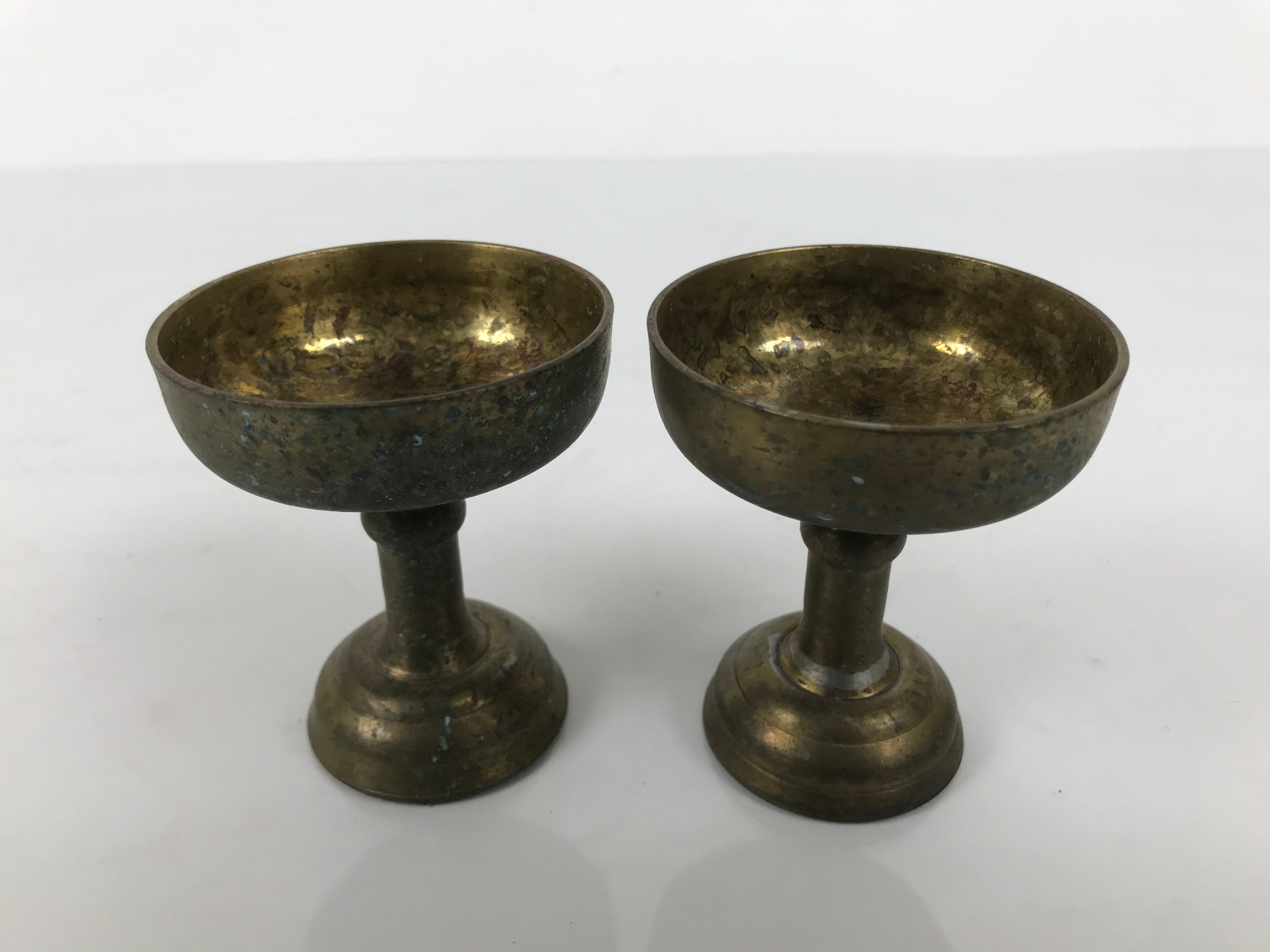 Japanese Buddhist Altar Fitting Brass Rice Offering Cups Butsugu 2pcs Gold BA975-OT - Buddhist-chidorivintage.com