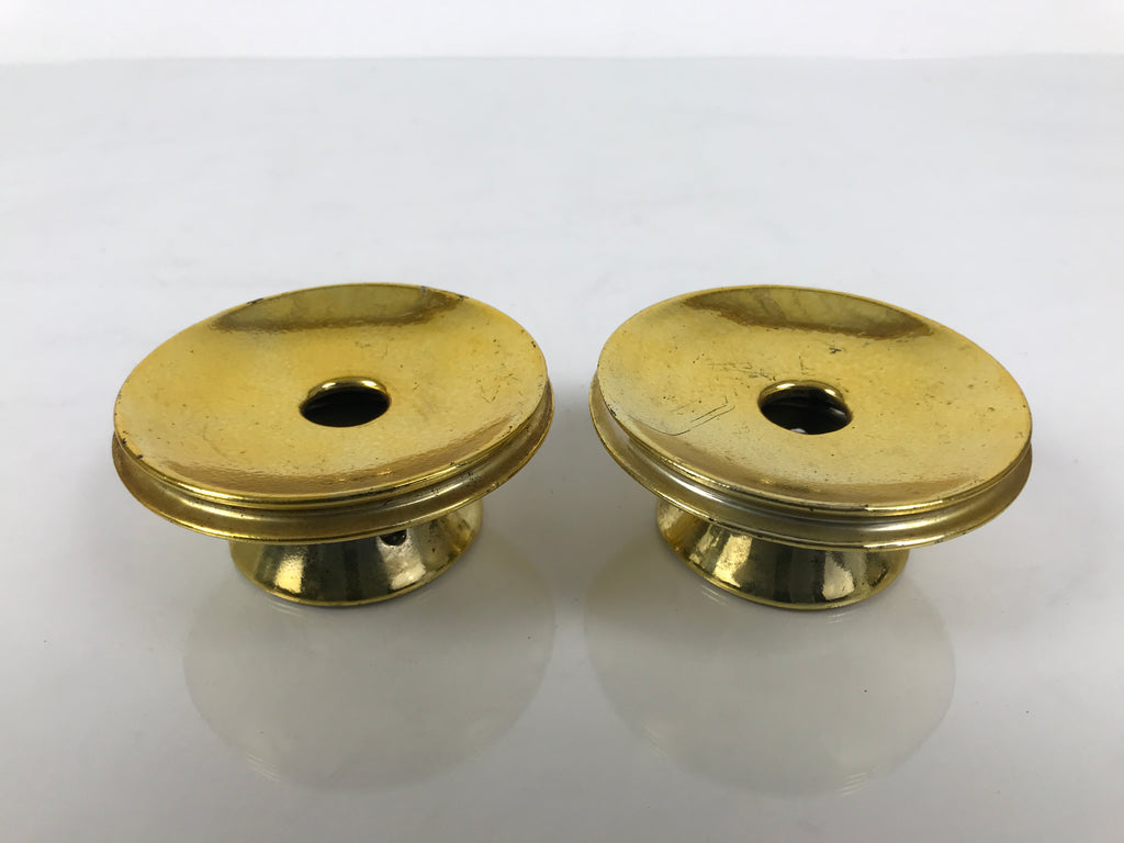 Japanese Buddhist Altar Fitting Metal Candle Stand Vtg 2pc Shokudai Gold BA976-OT - Buddhist-chidorivintage.com