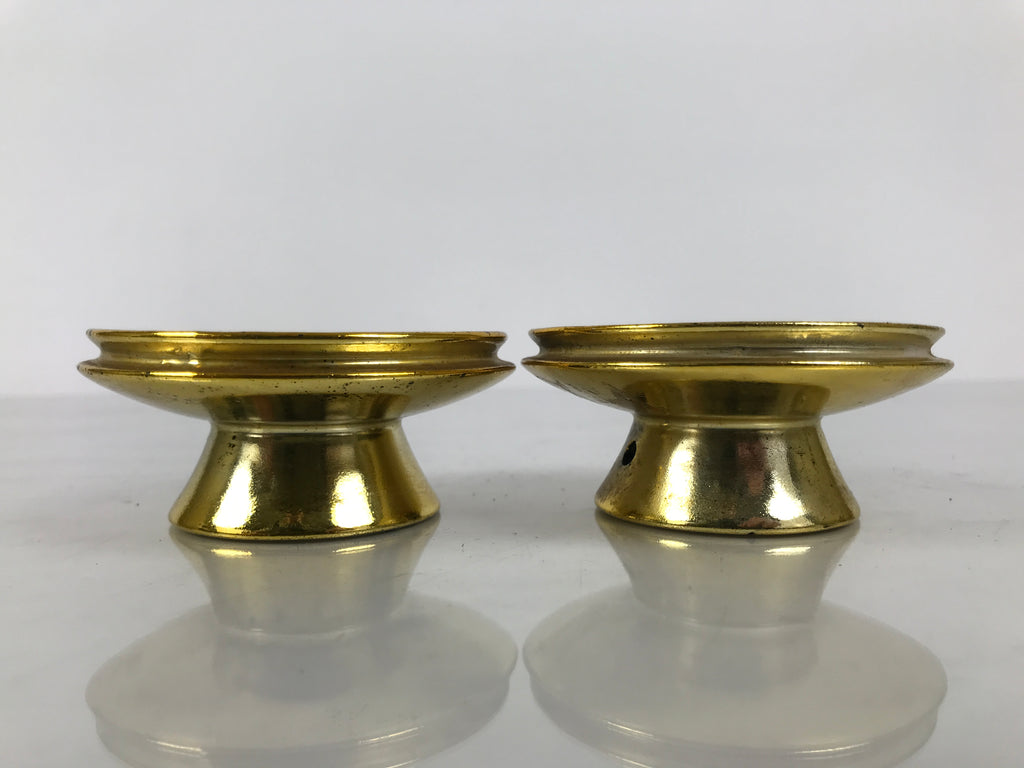 Japanese Buddhist Altar Fitting Metal Candle Stand Vtg 2pc Shokudai Gold BA976-OT - Buddhist-chidorivintage.com