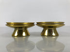 Japanese Buddhist Altar Fitting Metal Candle Stand Vtg 2pc Shokudai Gold BA976-OT - Buddhist-chidorivintage.com