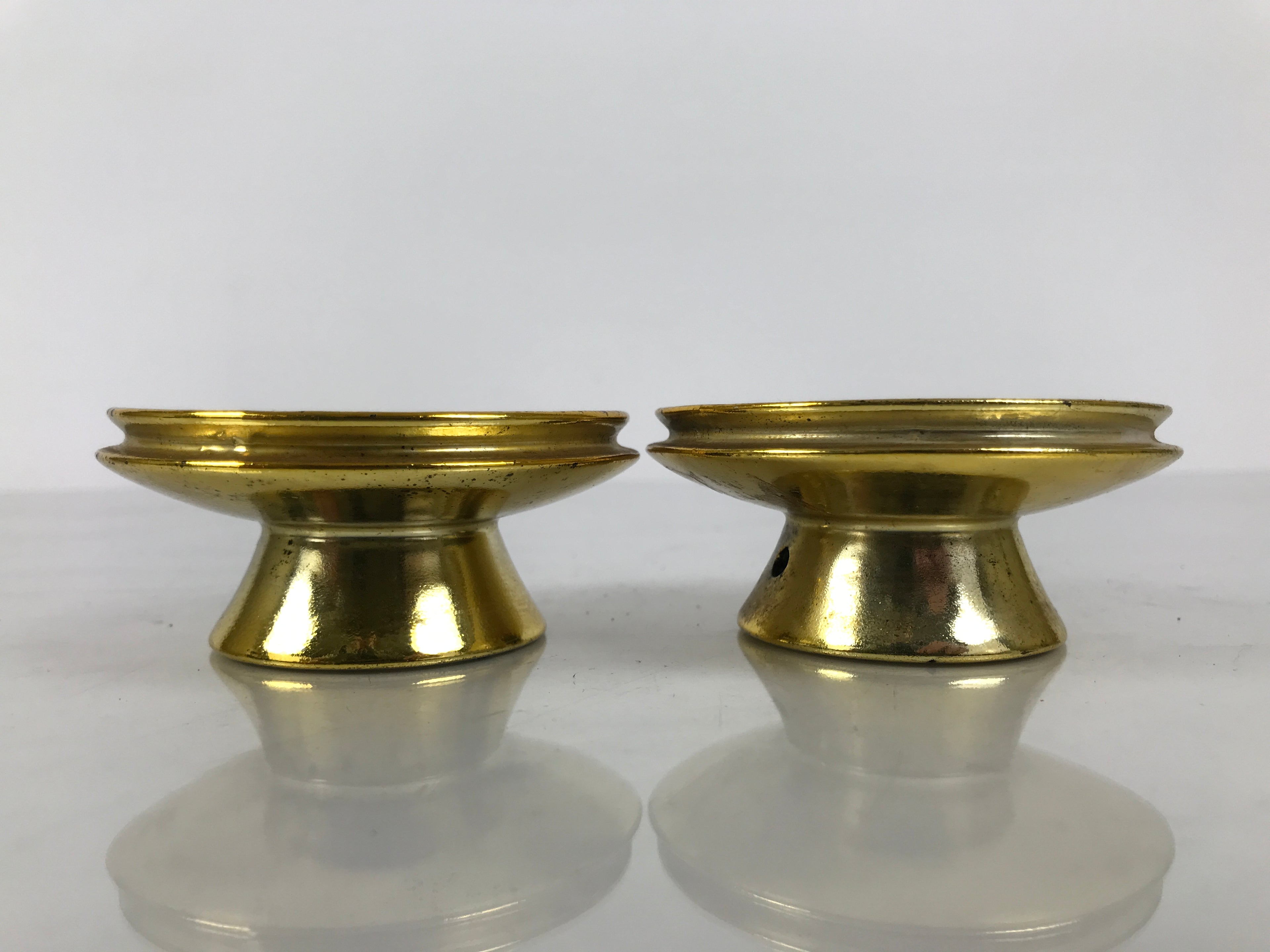 Japanese Buddhist Altar Fitting Metal Candle Stand Vtg 2pc Shokudai Gold BA976-OT - Buddhist-chidorivintage.com