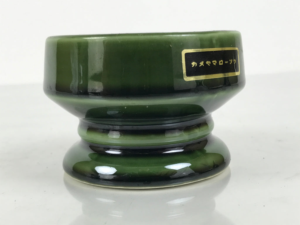 Japanese Buddhist Altar Fitting Porcelain Candle Stand Vtg Shokudai Green BA977-OT - Buddhist-chidorivintage.com