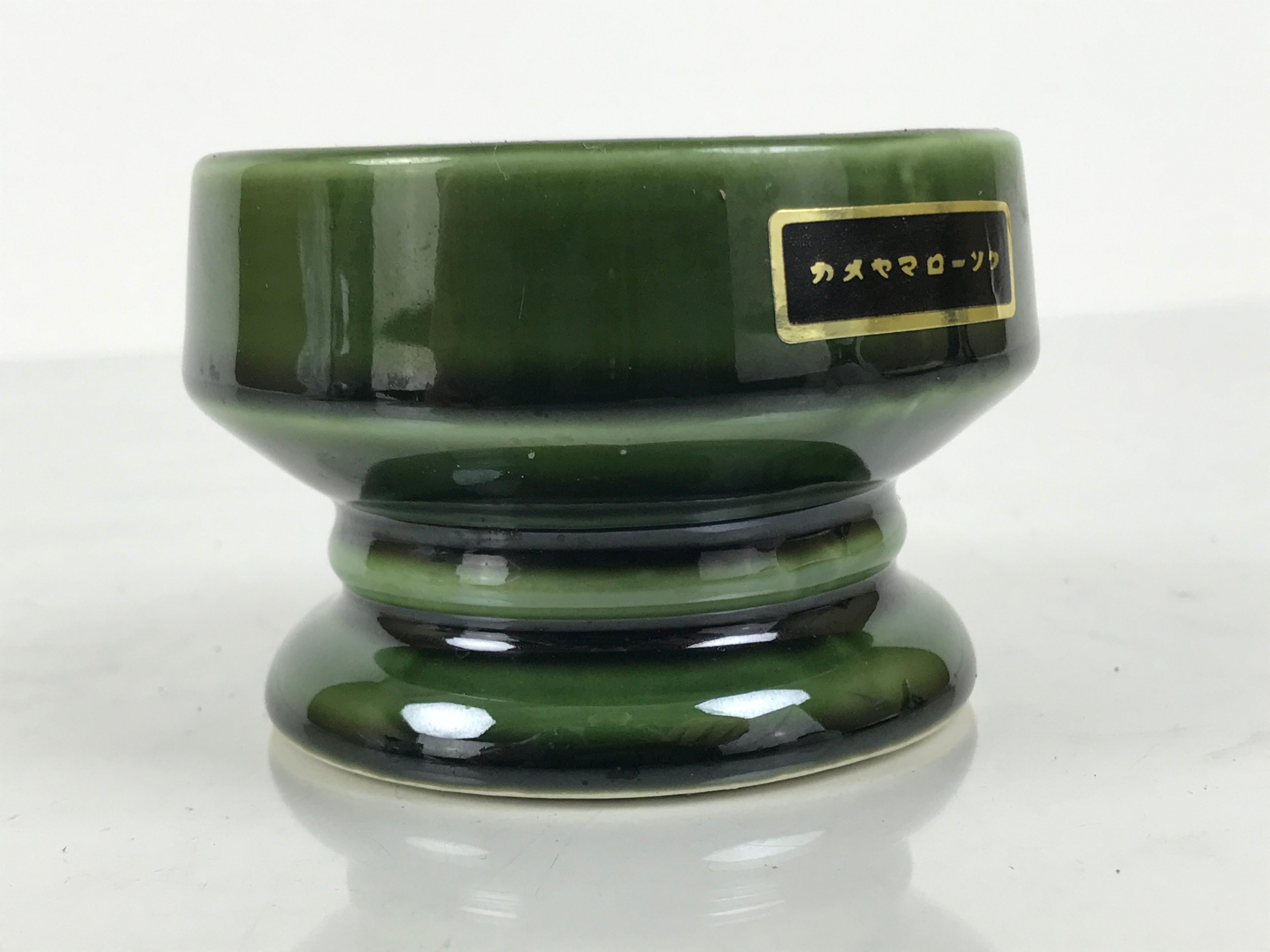 Japanese Buddhist Altar Fitting Porcelain Candle Stand Vtg Shokudai Green BA977-OT - Buddhist-chidorivintage.com