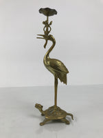 Japanese Buddhist Altar Fitting Brass Candle Stand Vtg Crane Shokudai BA942-OT - Buddhist-chidorivintage.com