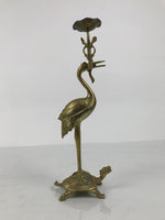 Japanese Buddhist Altar Fitting Brass Candle Stand Vtg Crane Shokudai BA942-OT - Buddhist-chidorivintage.com
