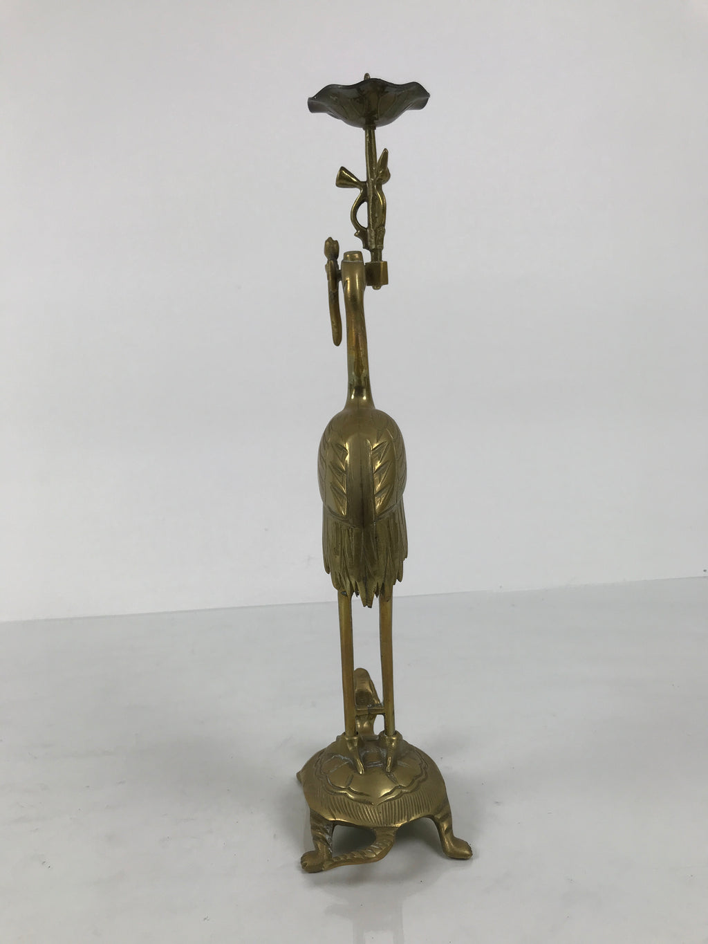 Japanese Buddhist Altar Fitting Brass Candle Stand Vtg Crane Shokudai BA942-OT - Buddhist-chidorivintage.com