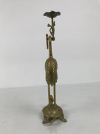 Japanese Buddhist Altar Fitting Brass Candle Stand Vtg Crane Shokudai BA942-OT - Buddhist-chidorivintage.com