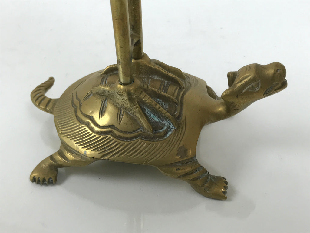 Japanese Buddhist Altar Fitting Brass Candle Stand Vtg Crane Shokudai BA942-OT - Buddhist-chidorivintage.com