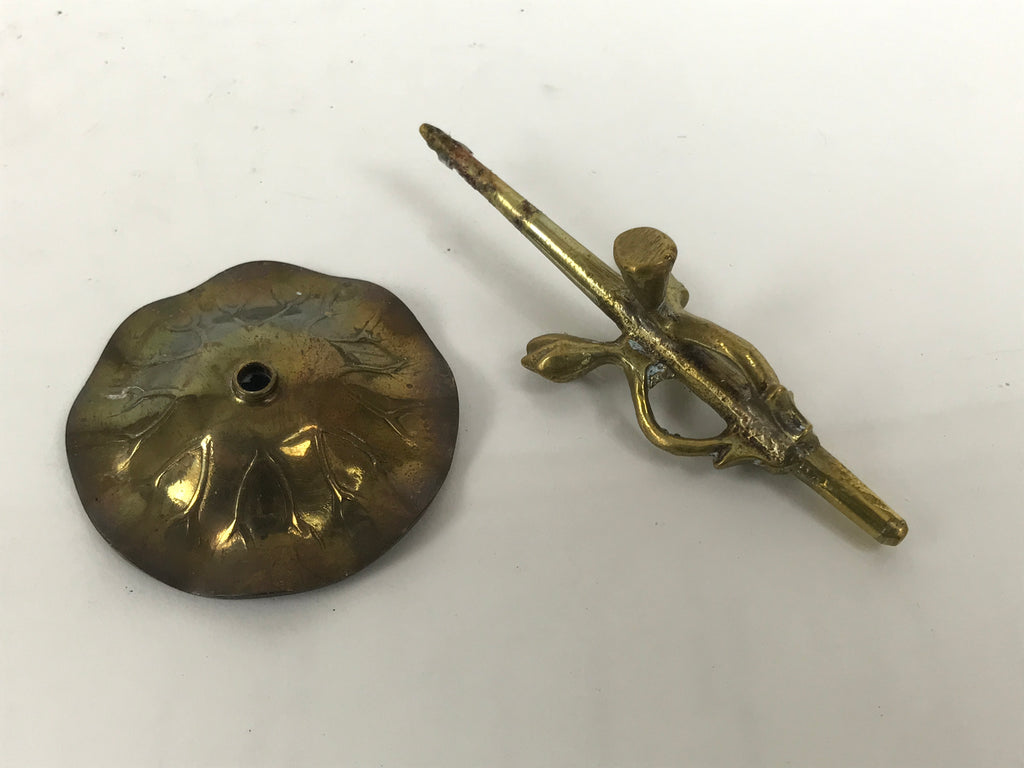 Japanese Buddhist Altar Fitting Brass Candle Stand Vtg Crane Shokudai BA942-OT - Buddhist-chidorivintage.com