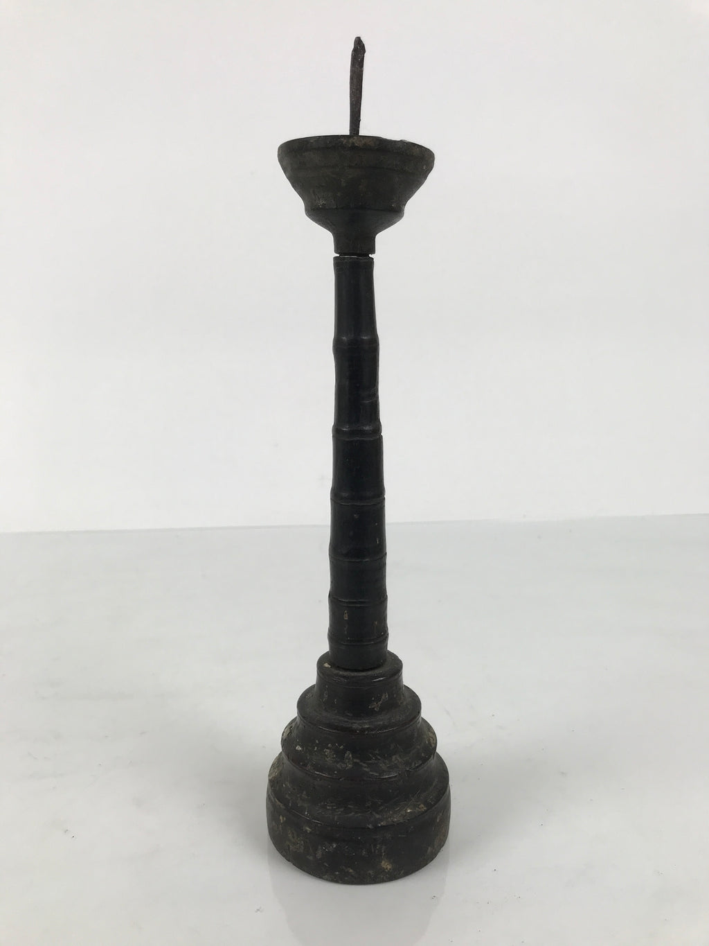 Japanese Buddhist Altar Fitting Lacquered Wood Candle Stand Vtg Shokudai BA941-OT - Buddhist-chidorivintage.com