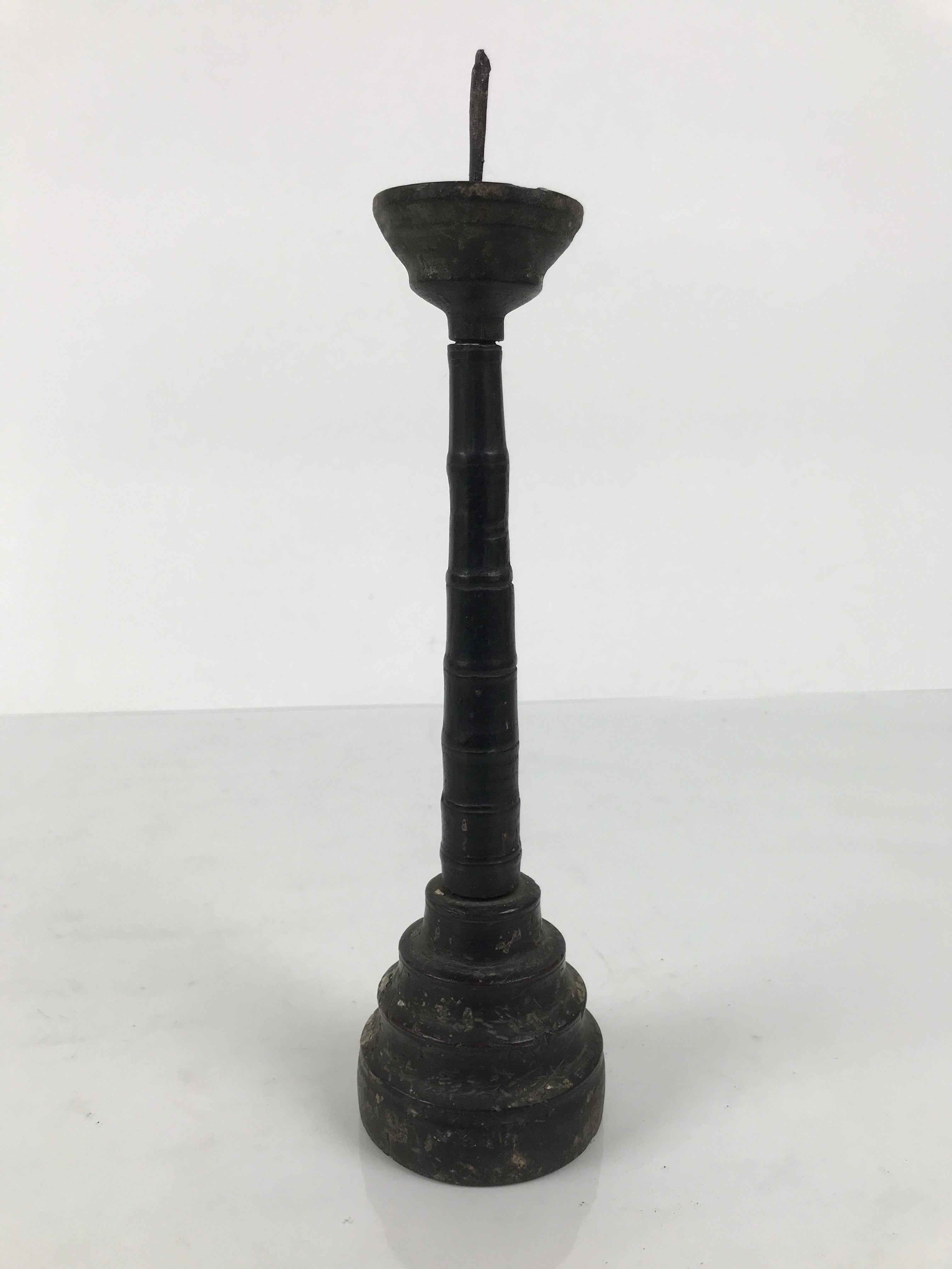Japanese Buddhist Altar Fitting Lacquered Wood Candle Stand Vtg Shokudai BA941-OT - Buddhist-chidorivintage.com
