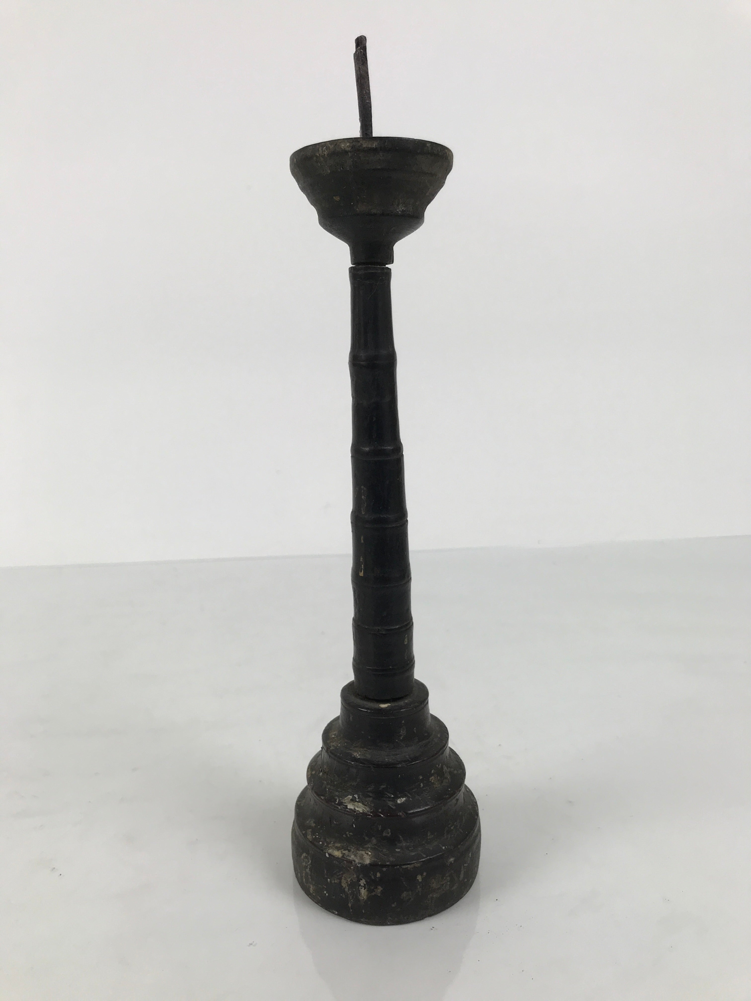 Japanese Buddhist Altar Fitting Lacquered Wood Candle Stand Vtg Shokudai BA941-OT - Buddhist-chidorivintage.com