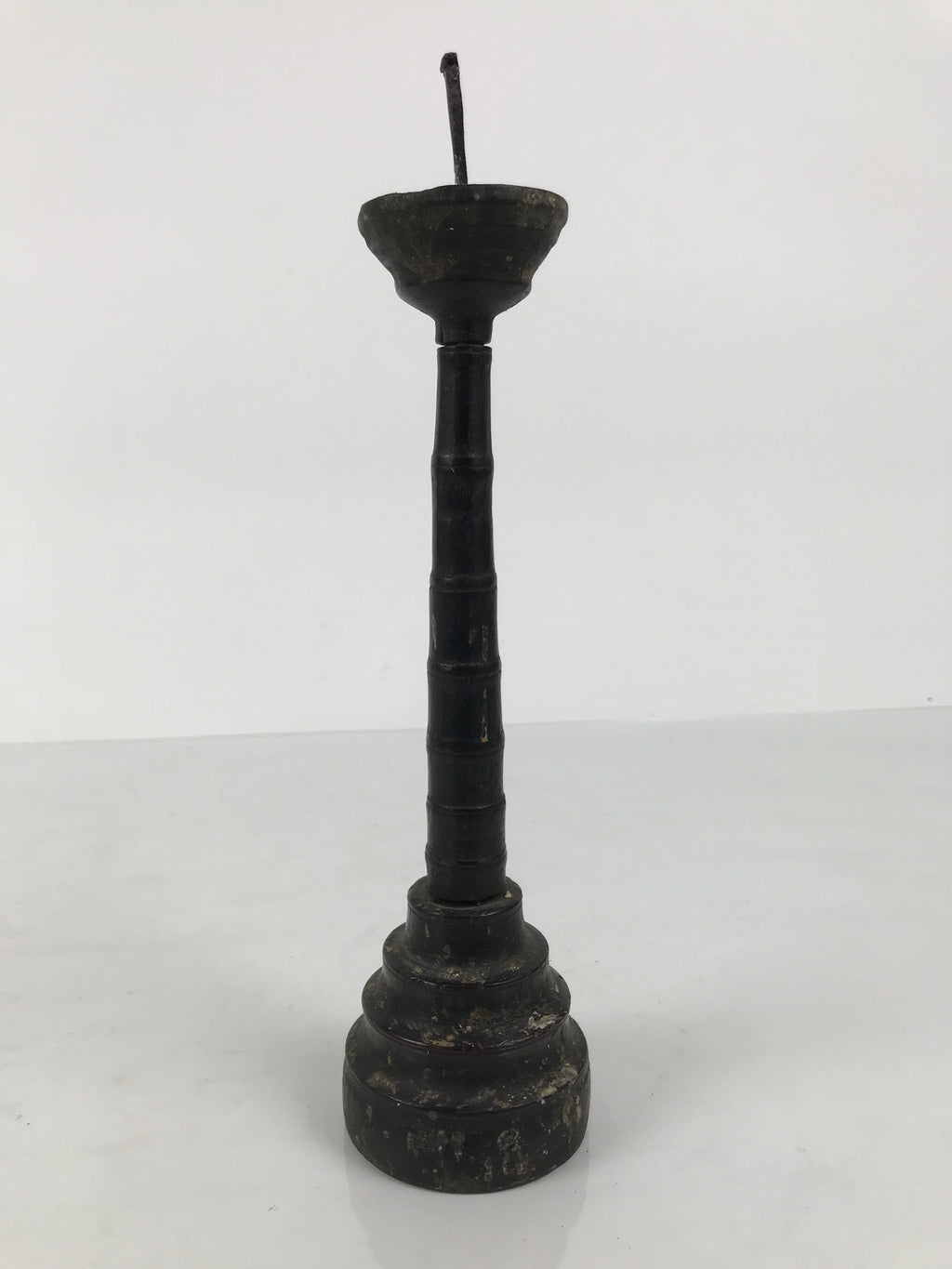 Japanese Buddhist Altar Fitting Lacquered Wood Candle Stand Vtg Shokudai BA941-OT - Buddhist-chidorivintage.com