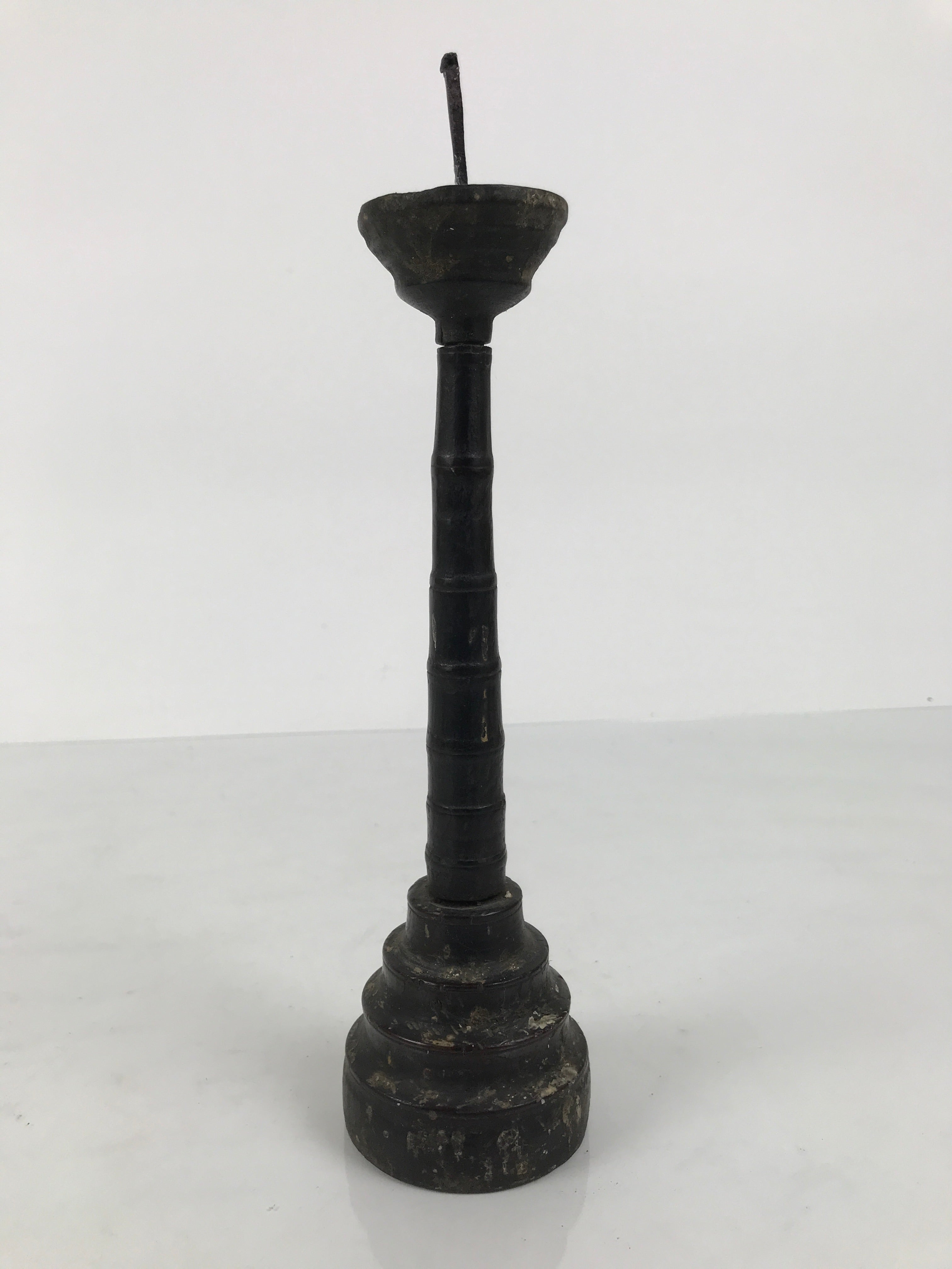 Japanese Buddhist Altar Fitting Lacquered Wood Candle Stand Vtg Shokudai BA941-OT - Buddhist-chidorivintage.com