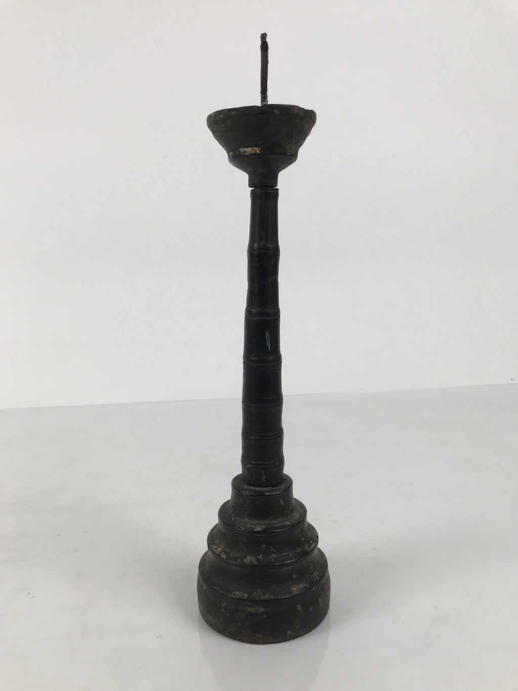 Japanese Buddhist Altar Fitting Lacquered Wood Candle Stand Vtg Shokudai BA941-OT - Buddhist-chidorivintage.com