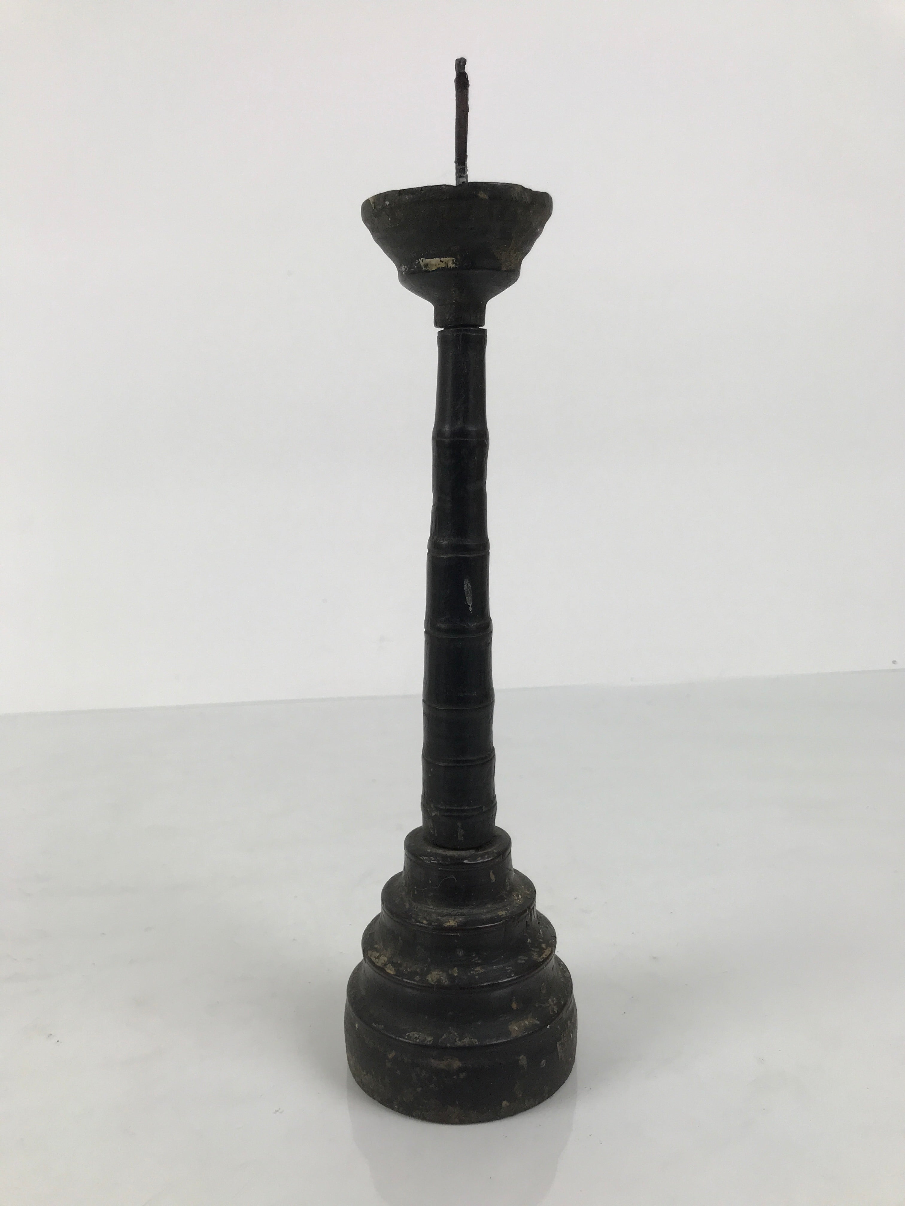 Japanese Buddhist Altar Fitting Lacquered Wood Candle Stand Vtg Shokudai BA941-OT - Buddhist-chidorivintage.com