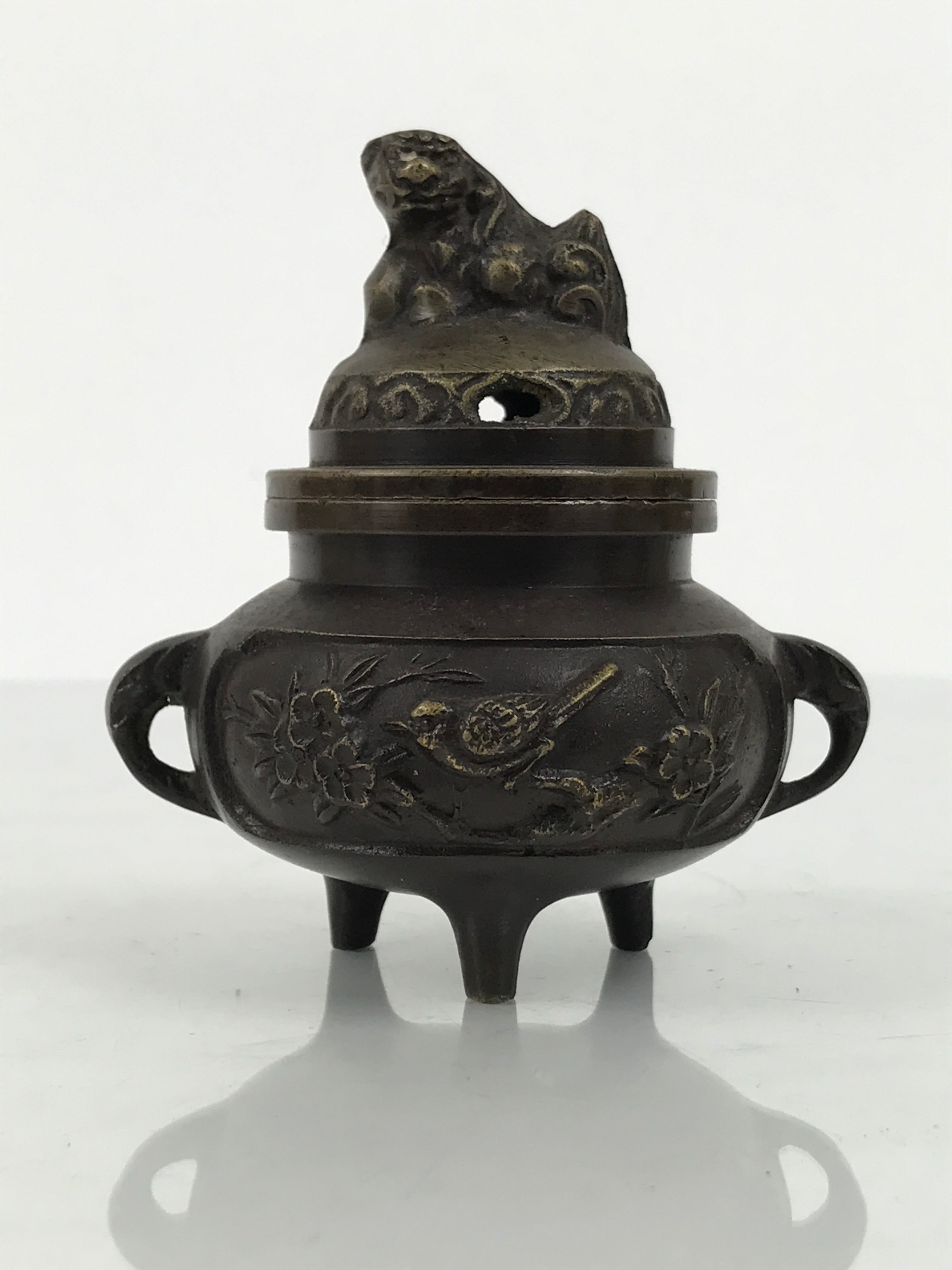 Japanese Buddhist Altar Fitting Bronze Incense Burner Vtg Koro Shishi Lion BA935-OT - Buddhist-chidorivintage.com