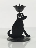 Japanese Buddhist Altar Fitting Metal Dog Candle Stand Vtg Shokudai Black BA938-OT - Buddhist-chidorivintage.com