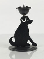 Japanese Buddhist Altar Fitting Metal Dog Candle Stand Vtg Shokudai Black BA938-OT - Buddhist-chidorivintage.com