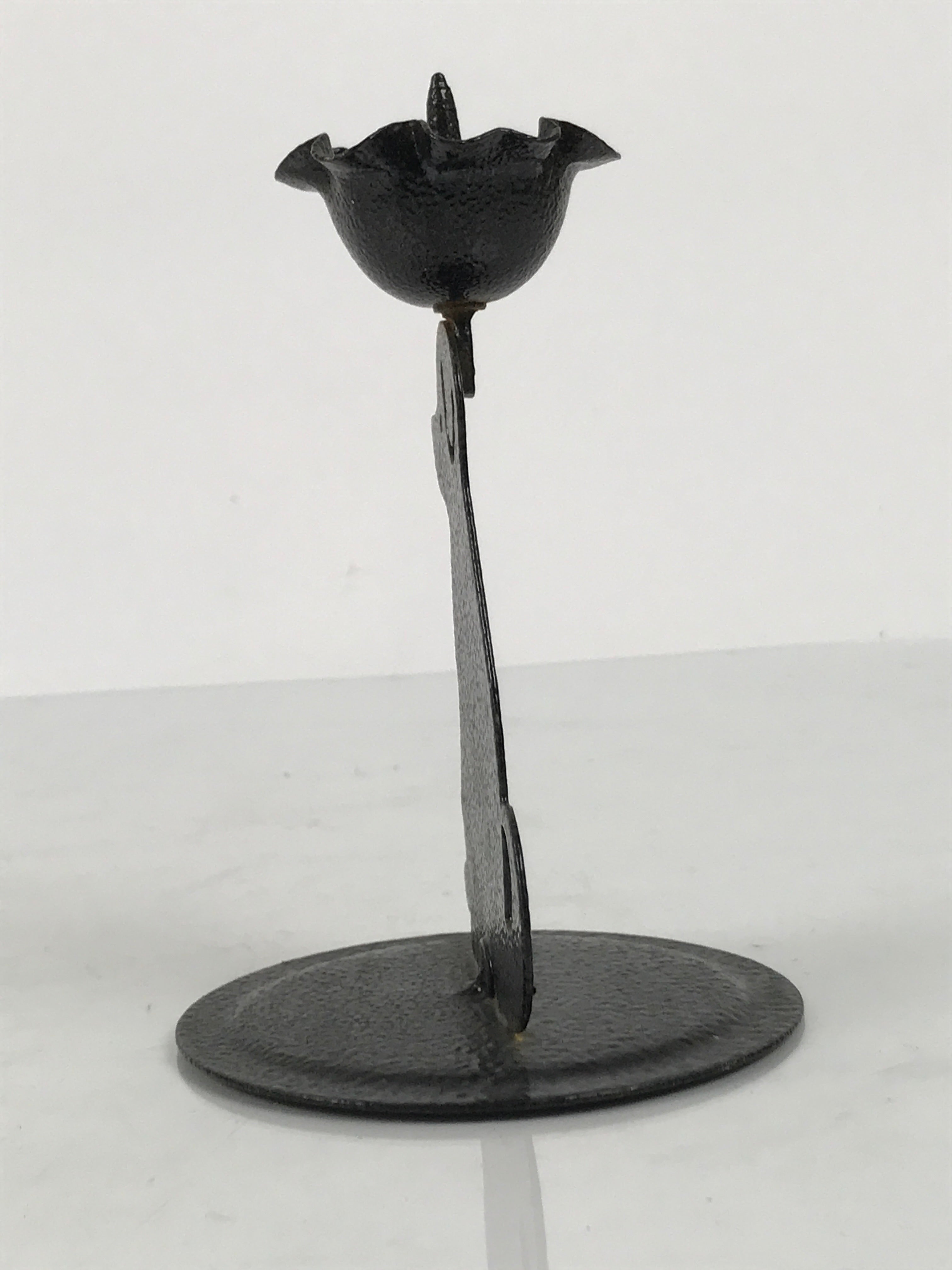 Japanese Buddhist Altar Fitting Metal Dog Candle Stand Vtg Shokudai Black BA938-OT - Buddhist-chidorivintage.com