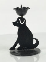 Japanese Buddhist Altar Fitting Metal Dog Candle Stand Vtg Shokudai Black BA938-OT - Buddhist-chidorivintage.com