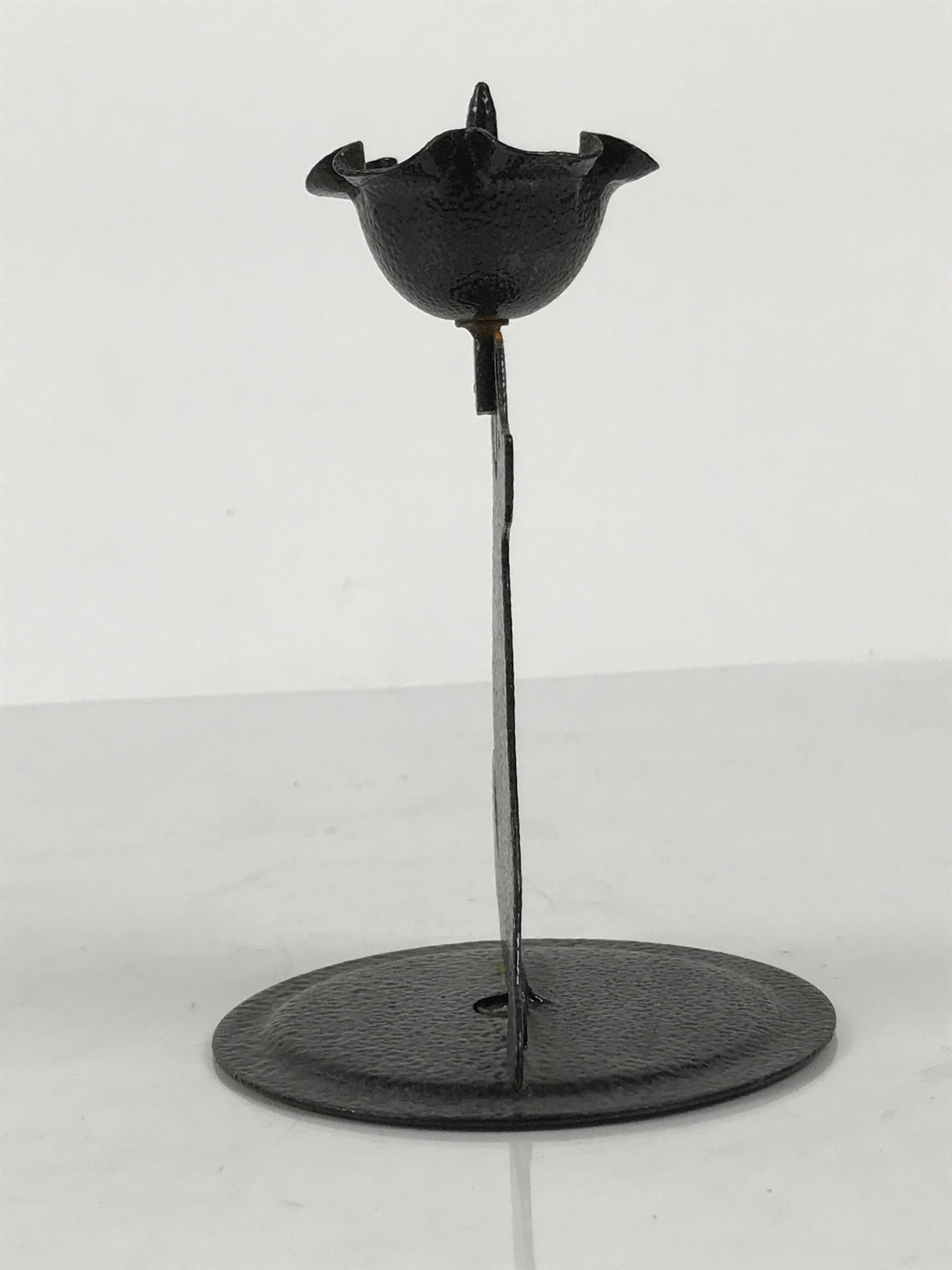Japanese Buddhist Altar Fitting Metal Dog Candle Stand Vtg Shokudai Black BA938-OT - Buddhist-chidorivintage.com