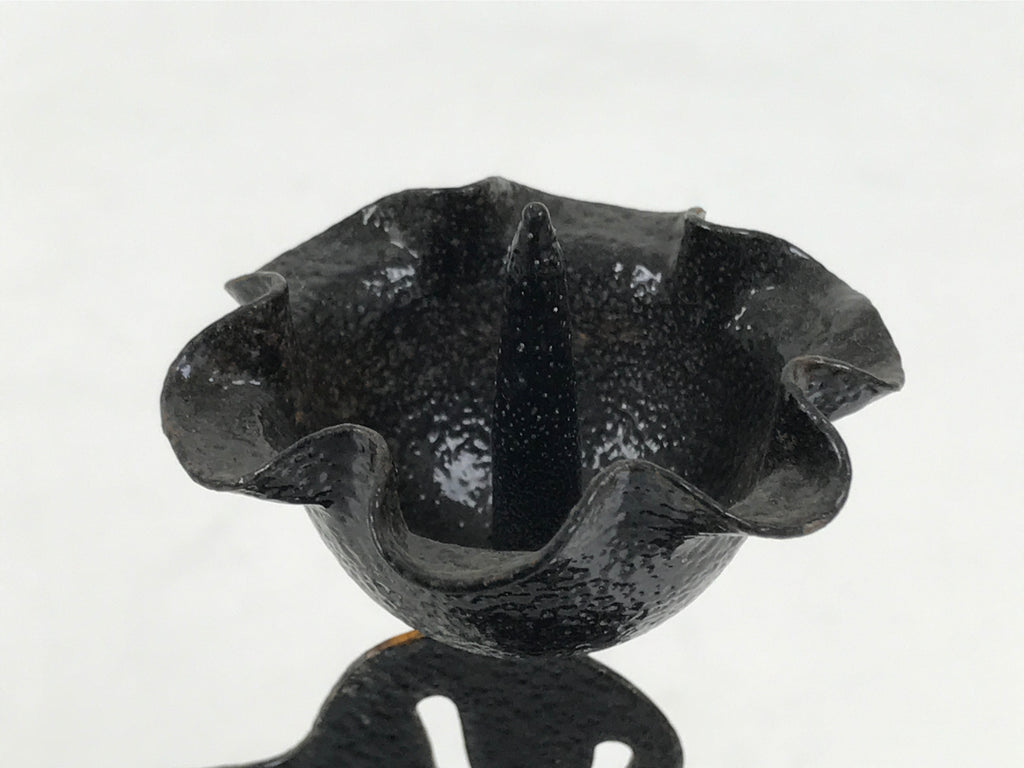 Japanese Buddhist Altar Fitting Metal Dog Candle Stand Vtg Shokudai Black BA938-OT - Buddhist-chidorivintage.com