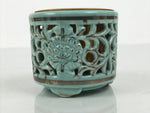 Japanese Buddhist Altar Porcelain Incense Burner Koro Vtg Celadon Blue BA932-OT - Buddhist-chidorivintage.com