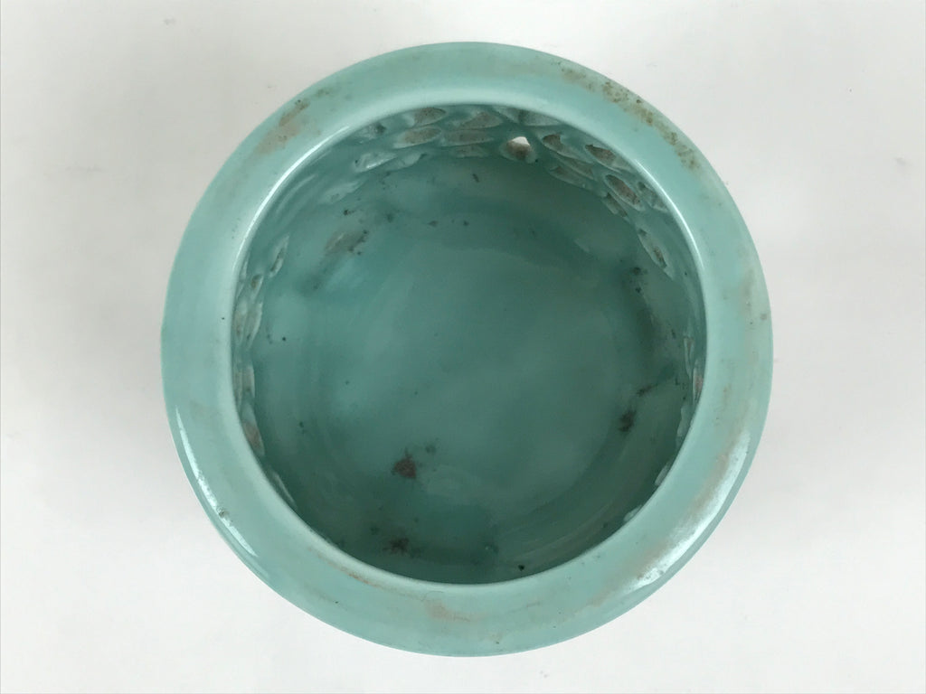 Japanese Buddhist Altar Porcelain Incense Burner Koro Vtg Celadon Blue BA932-OT - Buddhist-chidorivintage.com