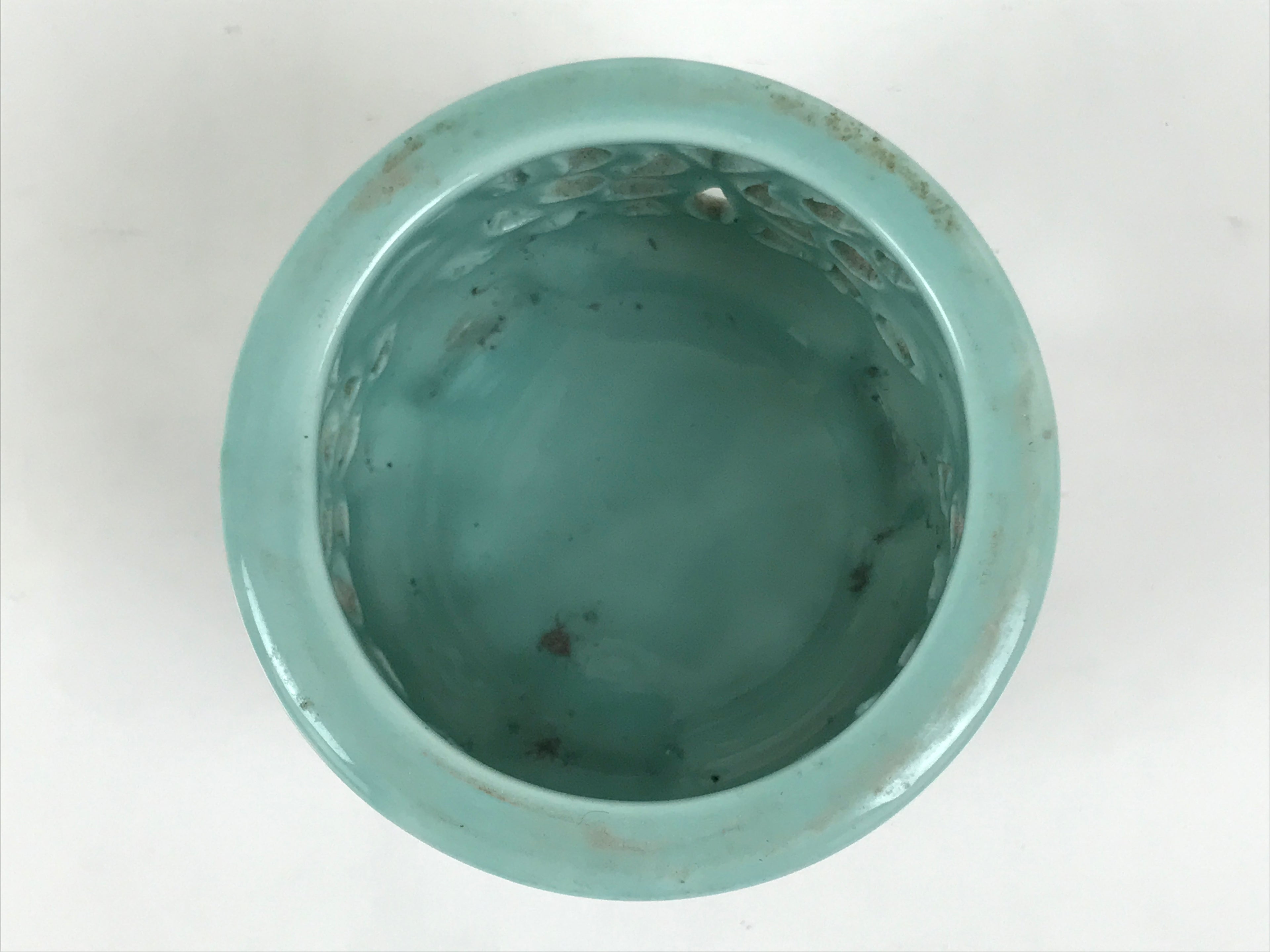 Japanese Buddhist Altar Porcelain Incense Burner Koro Vtg Celadon Blue BA932-OT - Buddhist-chidorivintage.com