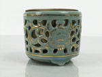 Japanese Buddhist Altar Porcelain Incense Burner Koro Vtg Celadon Blue BA933-OT - Buddhist-chidorivintage.com