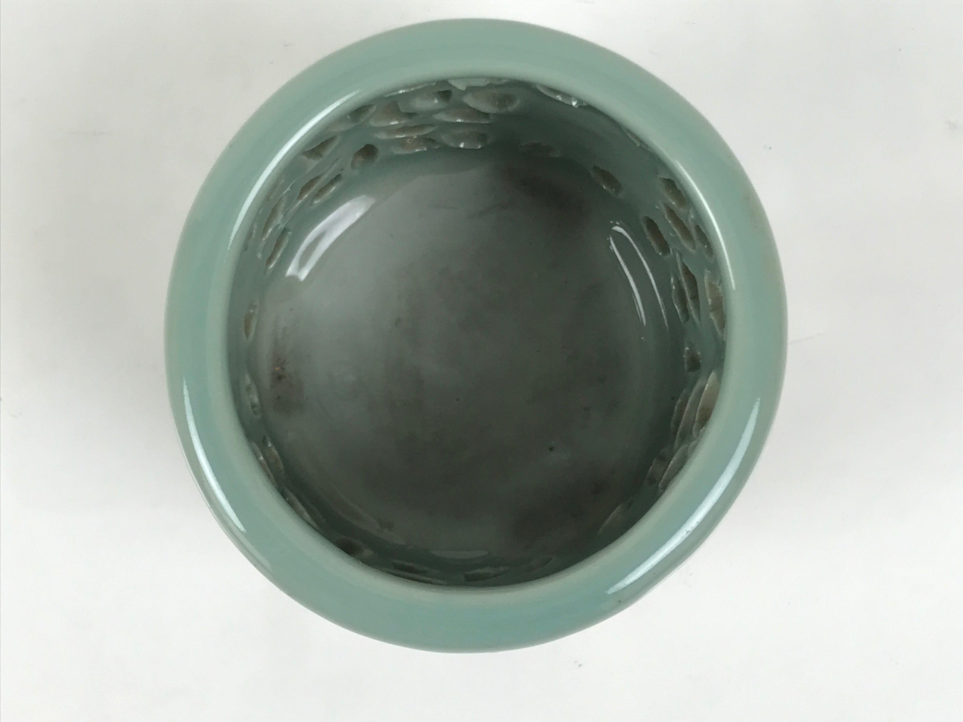 Japanese Buddhist Altar Porcelain Incense Burner Koro Vtg Celadon Blue BA933-OT - Buddhist-chidorivintage.com